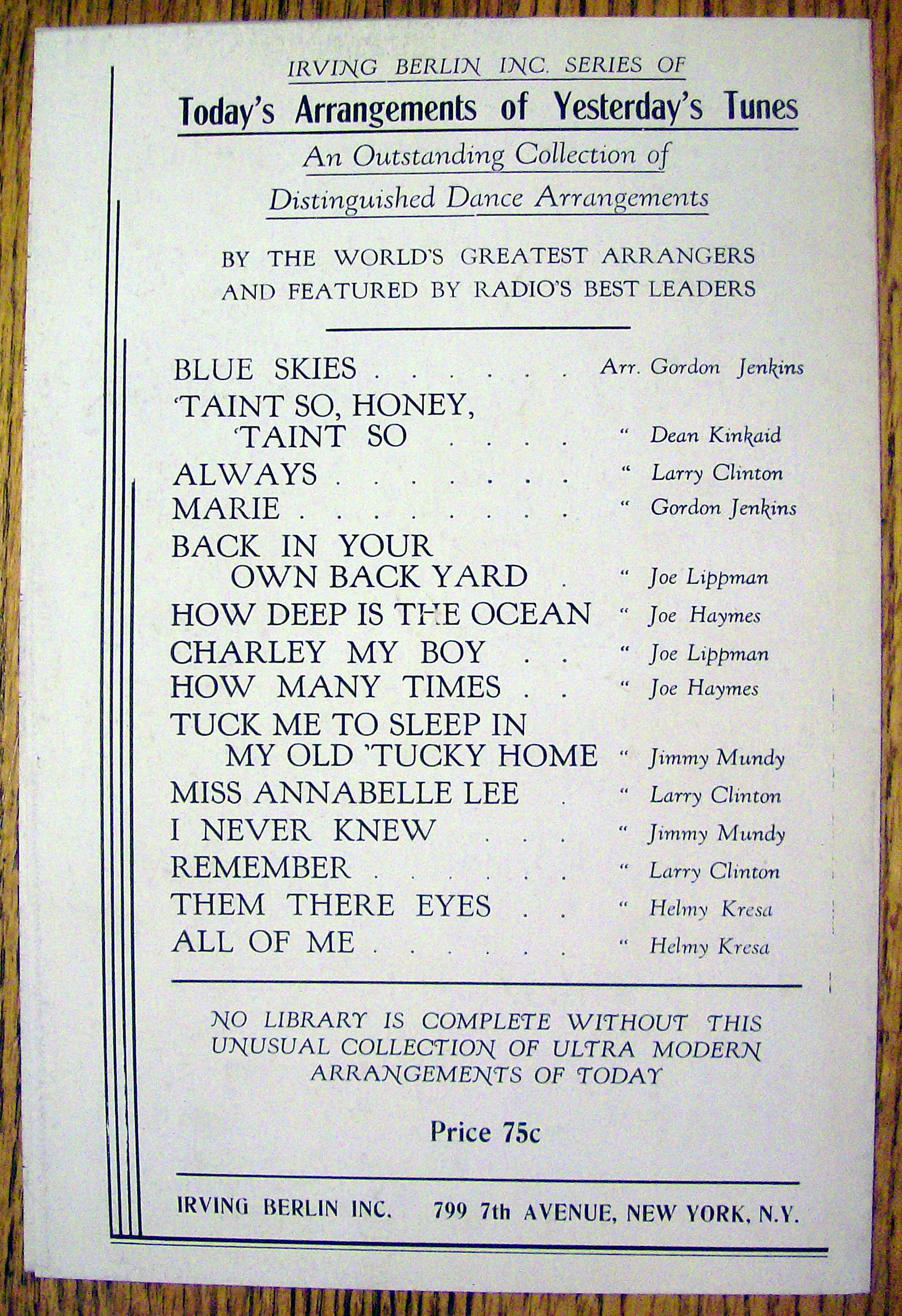 Sheet Music For 1939 I Poured My Heart Into A Song