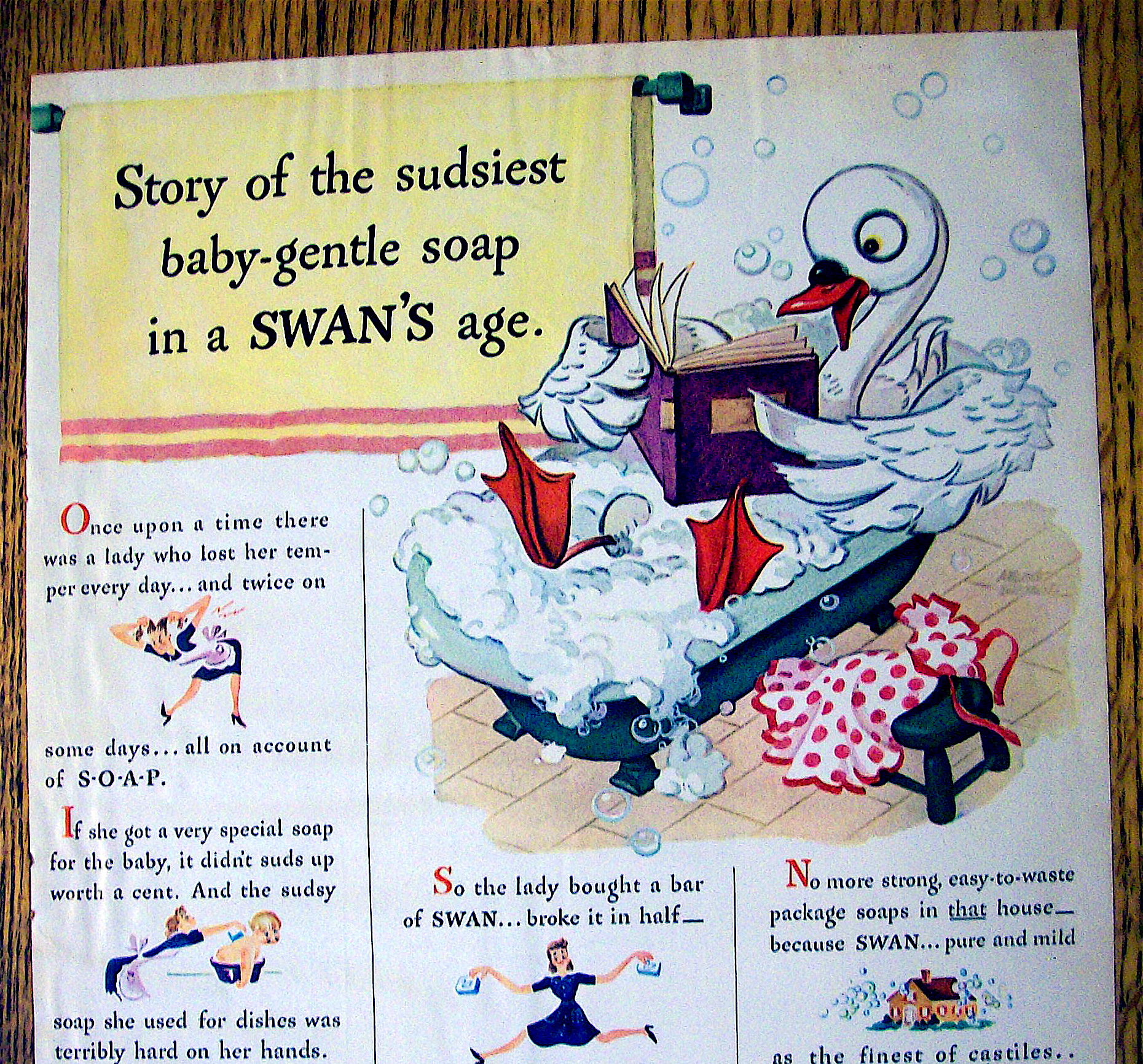 1943 Swan Soap with Story Of Sudsiest Baby Gentle Soap