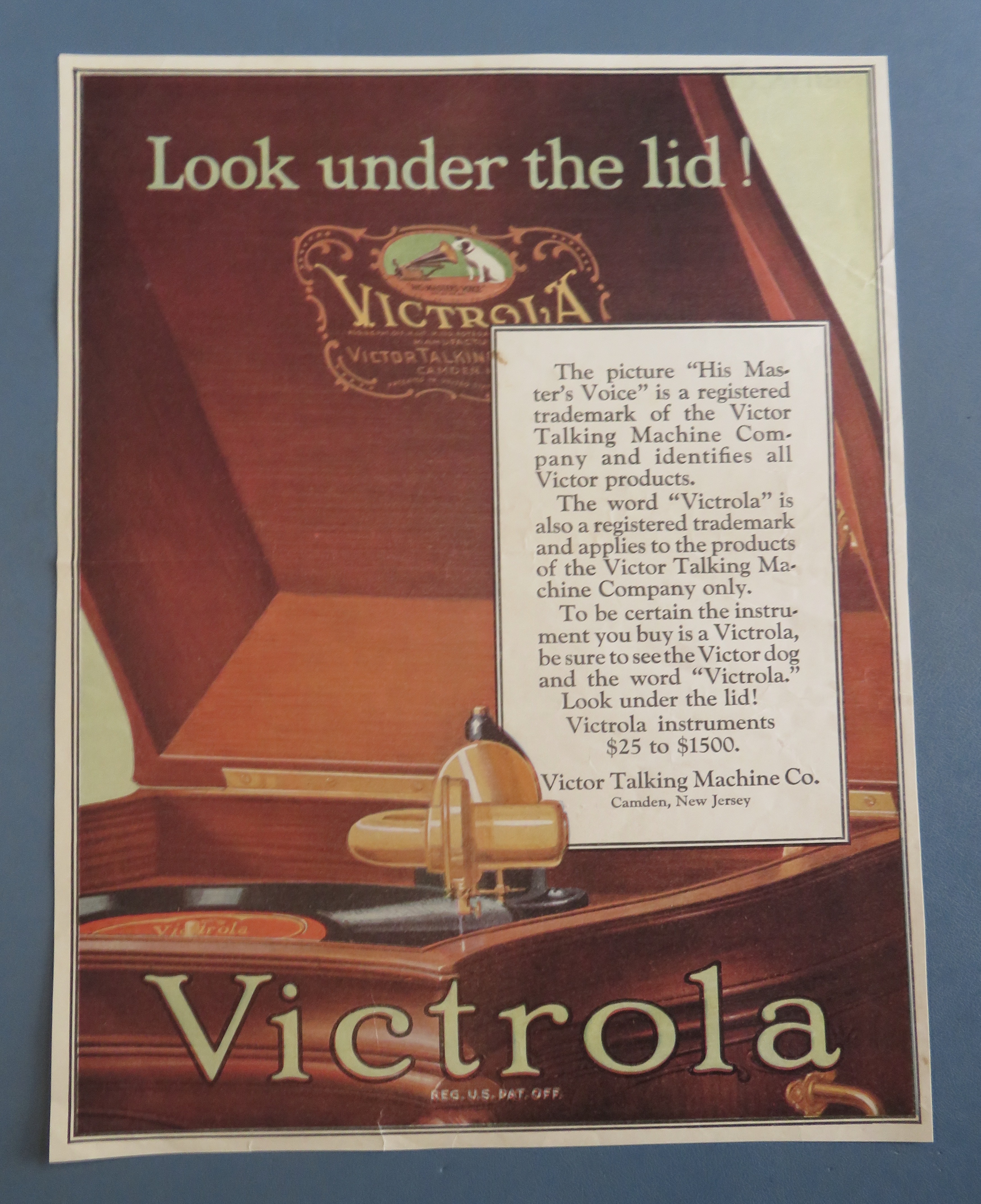 1920's Victrola with Opened Victrola Playing Record