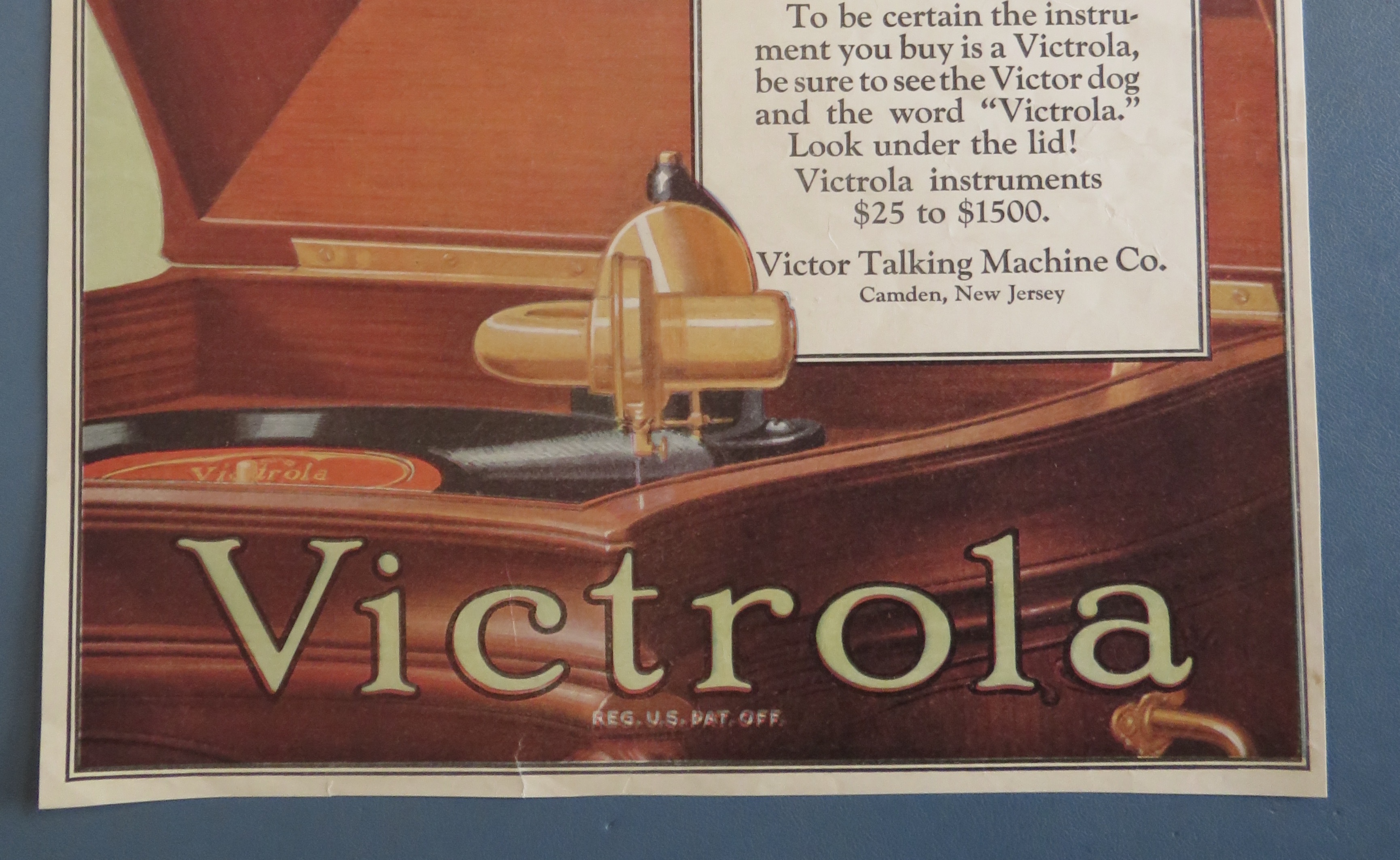 1920's Victrola with Opened Victrola Playing Record