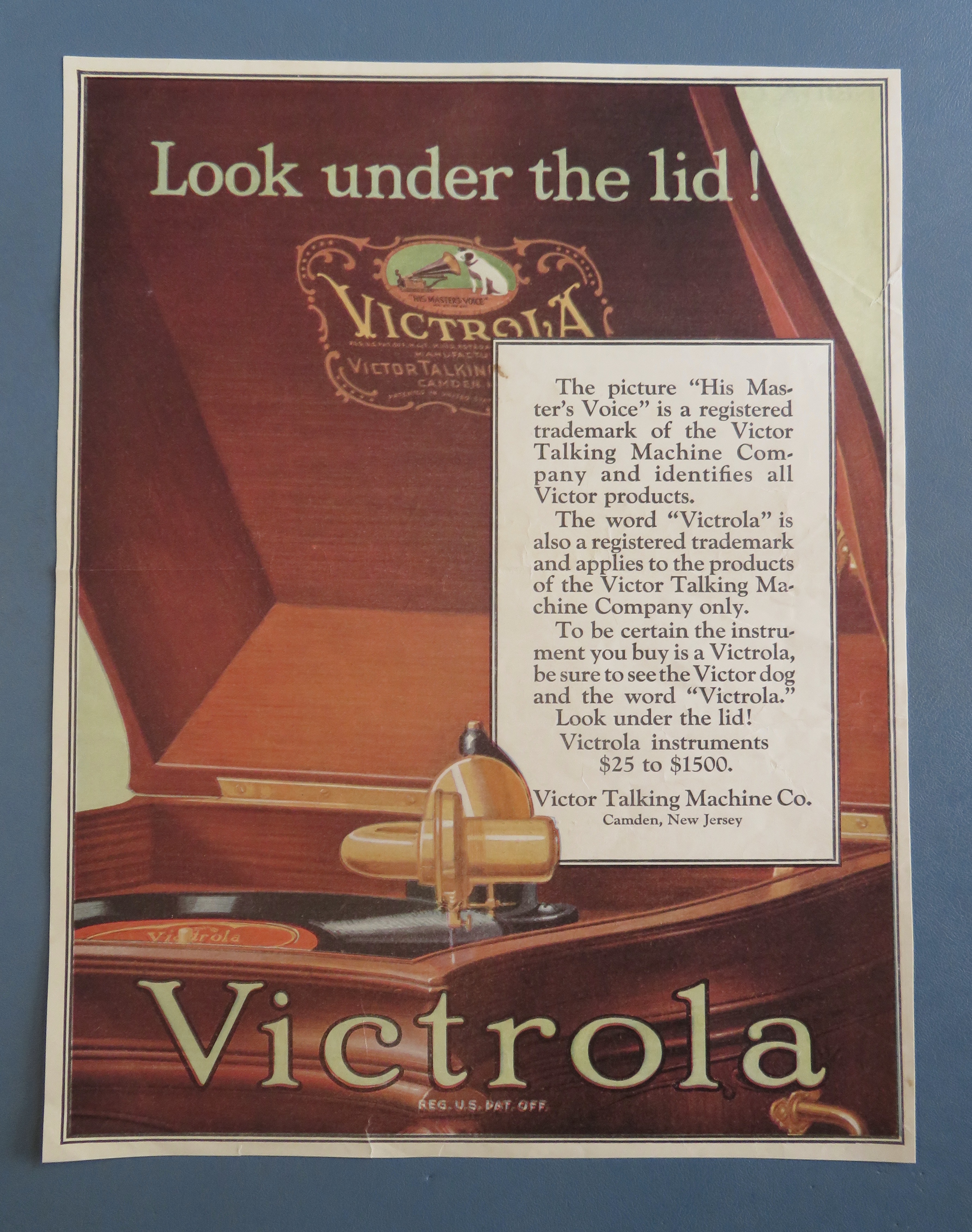1920's Victrola with Opened Victrola Playing Record