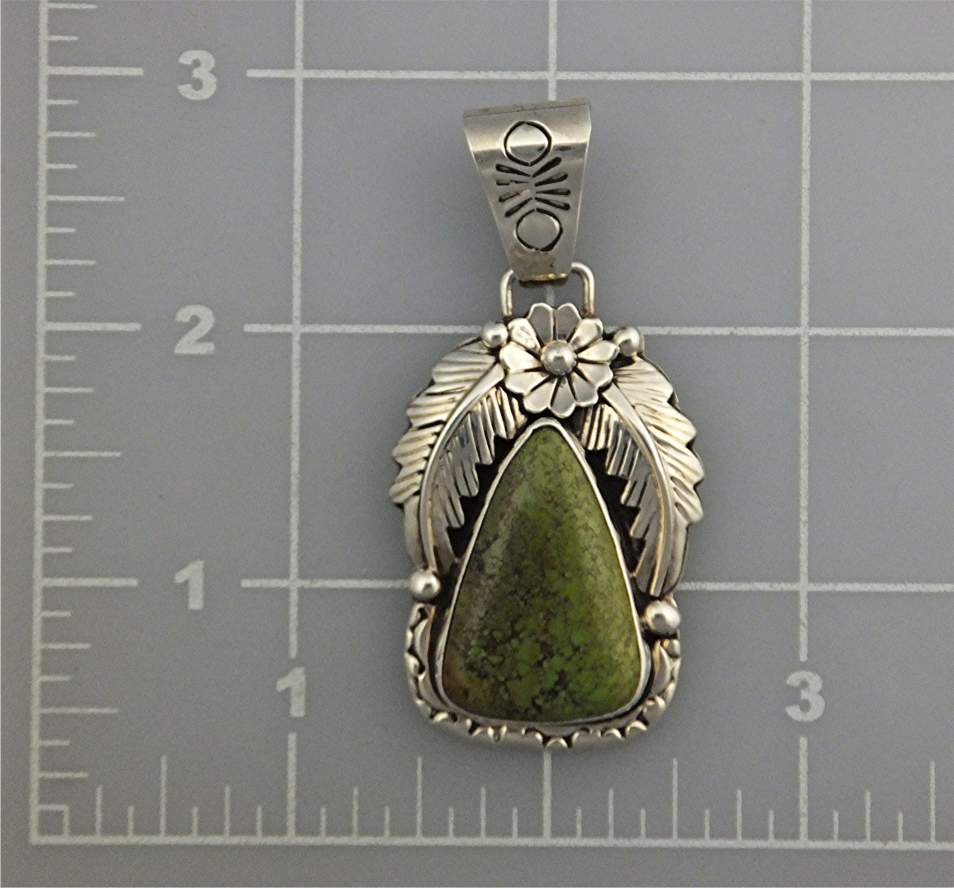 Navajo Gaspeite Sterling Silver Pendant LeroyThomas