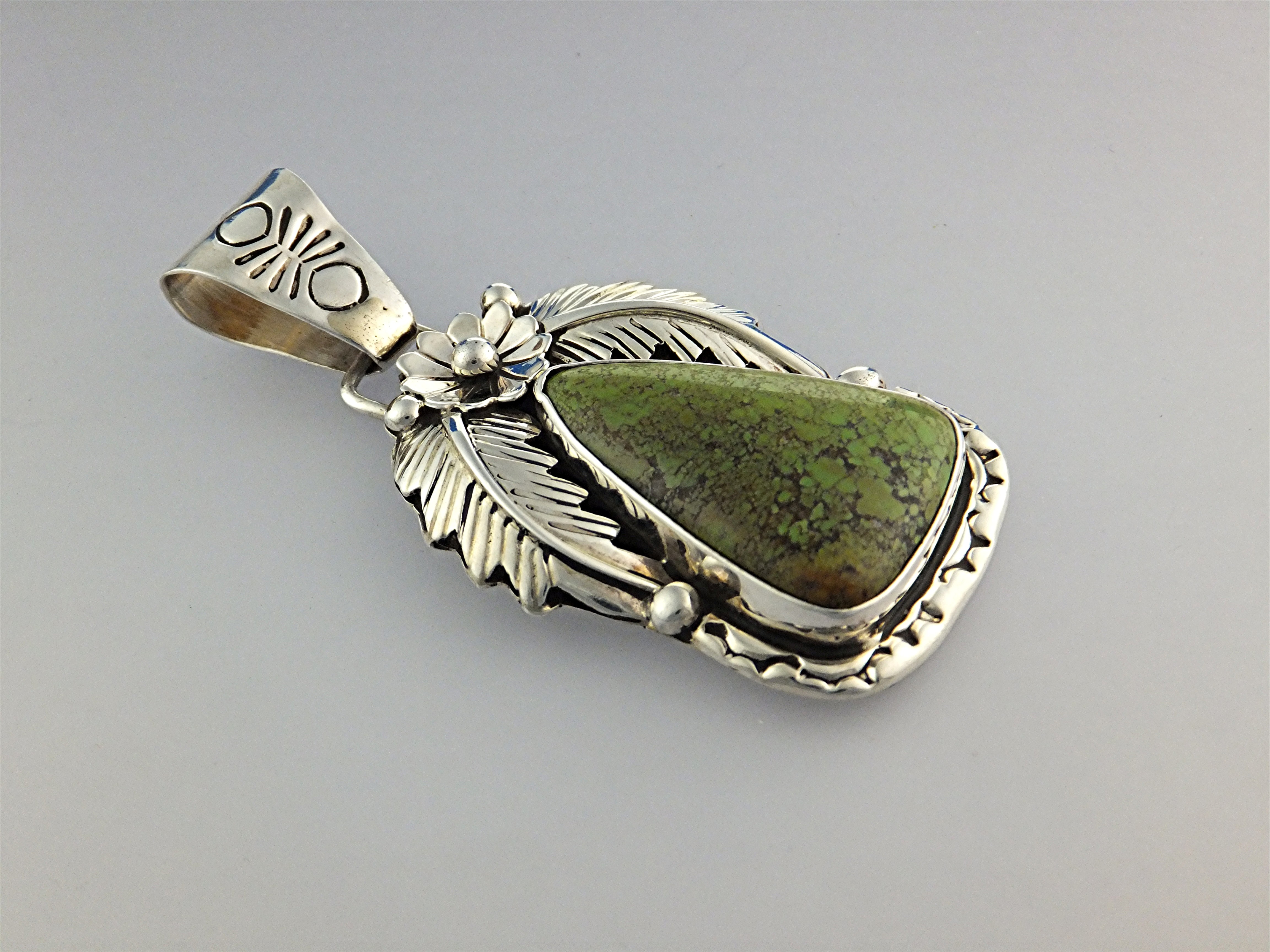 Navajo Gaspeite Sterling Silver Pendant LeroyThomas