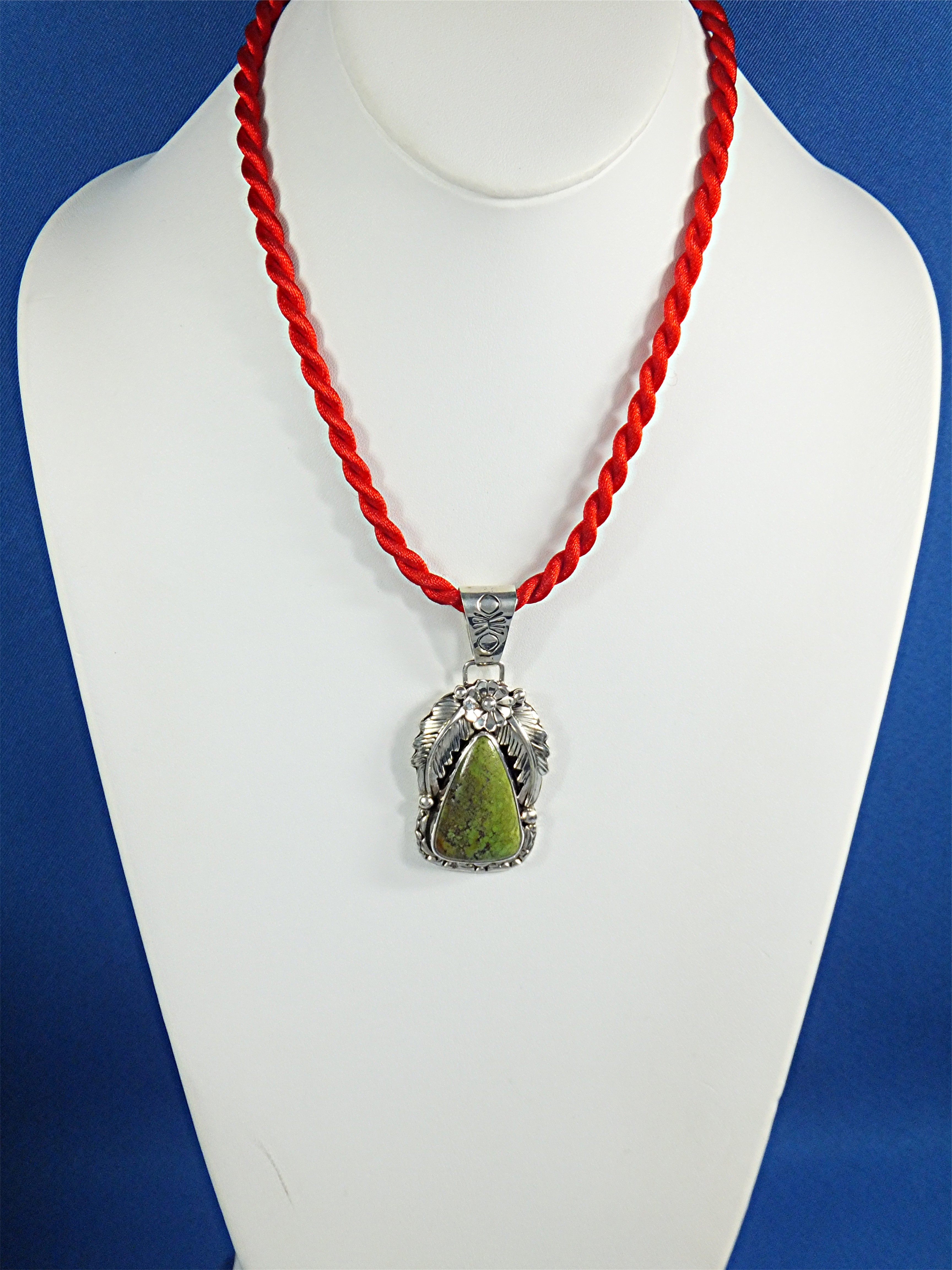Navajo Gaspeite Sterling Silver Pendant LeroyThomas