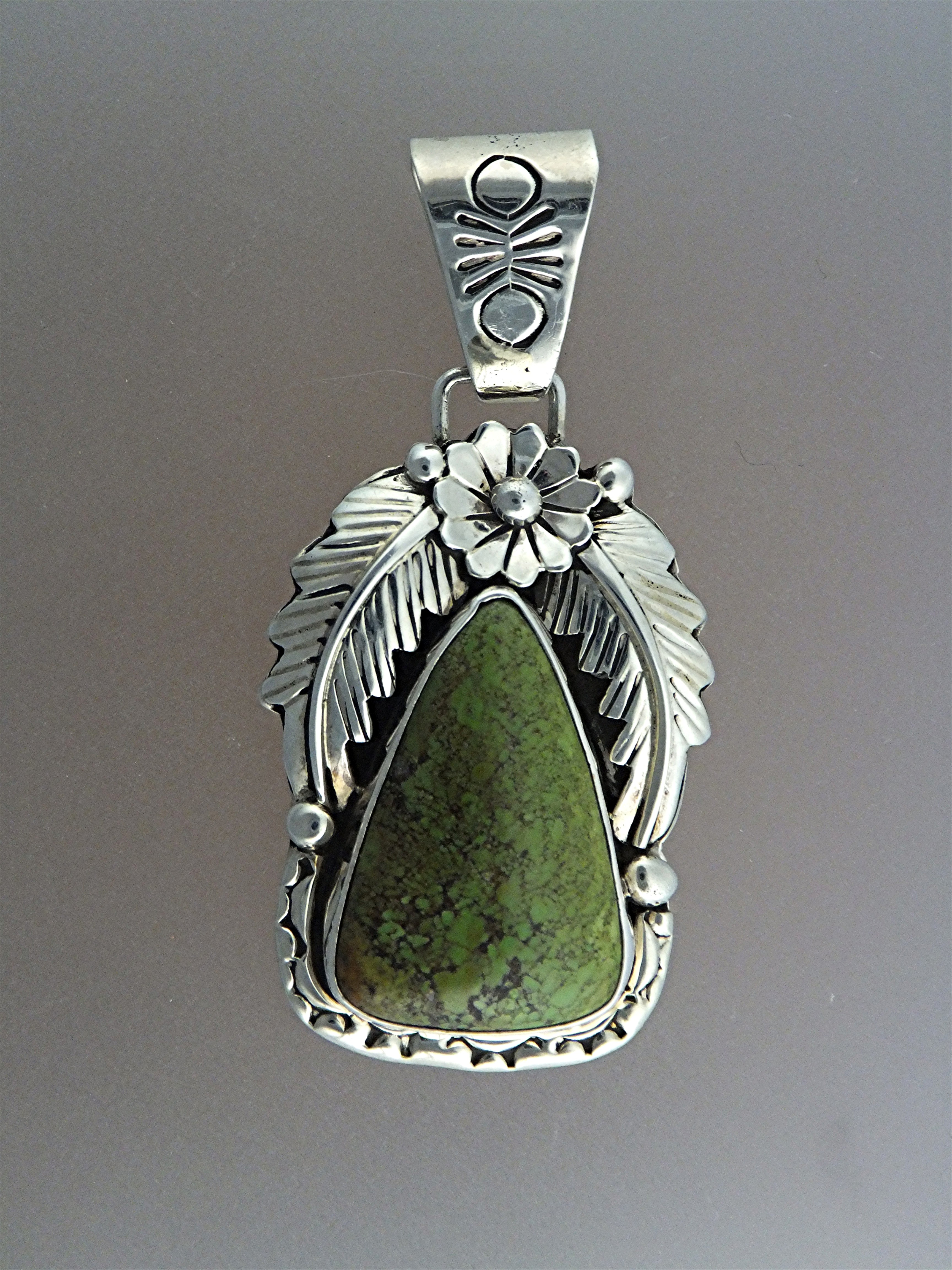 Navajo Gaspeite Sterling Silver Pendant LeroyThomas