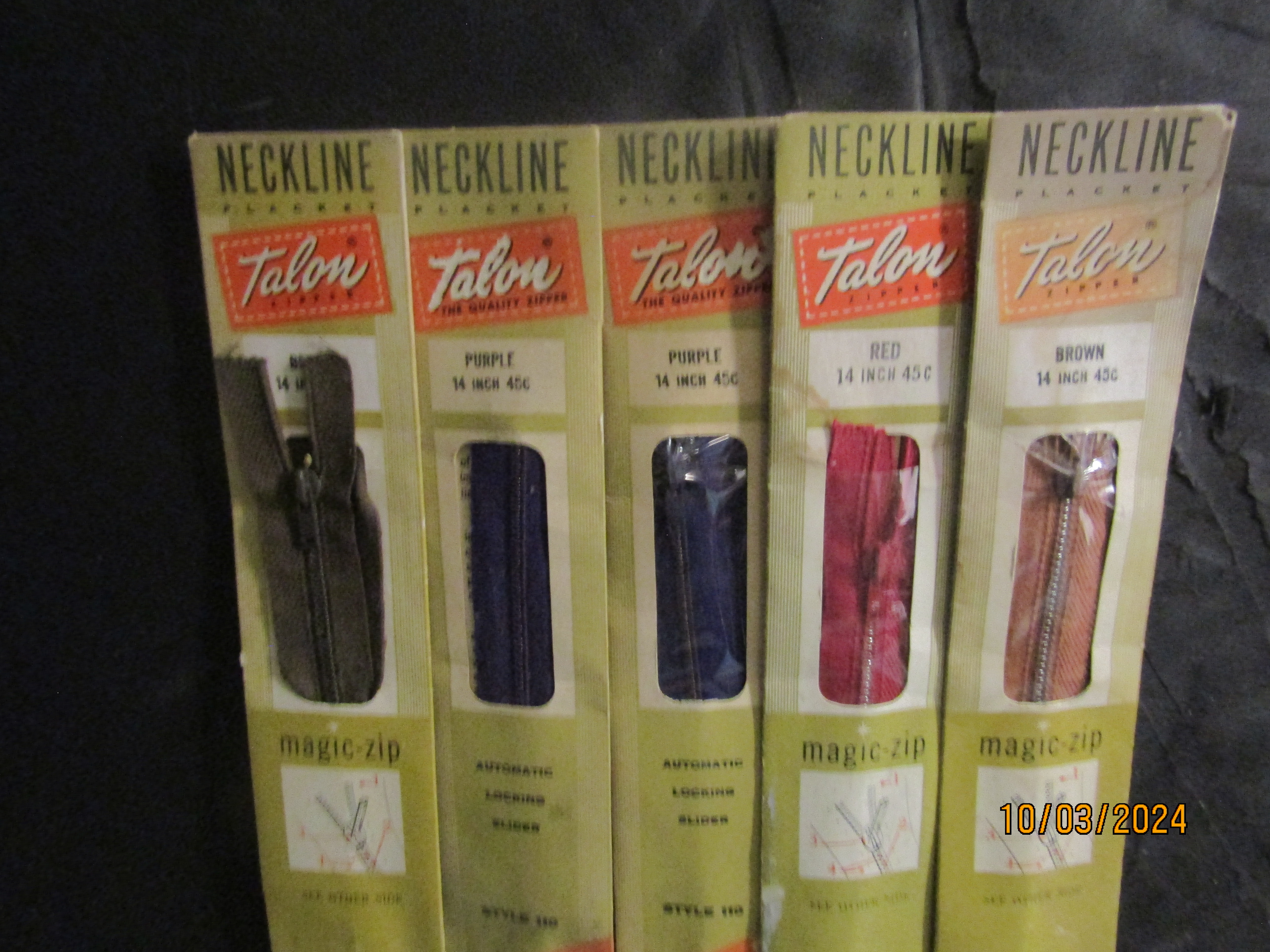 Vintage Talon Various Style 110 Neckline Zipper