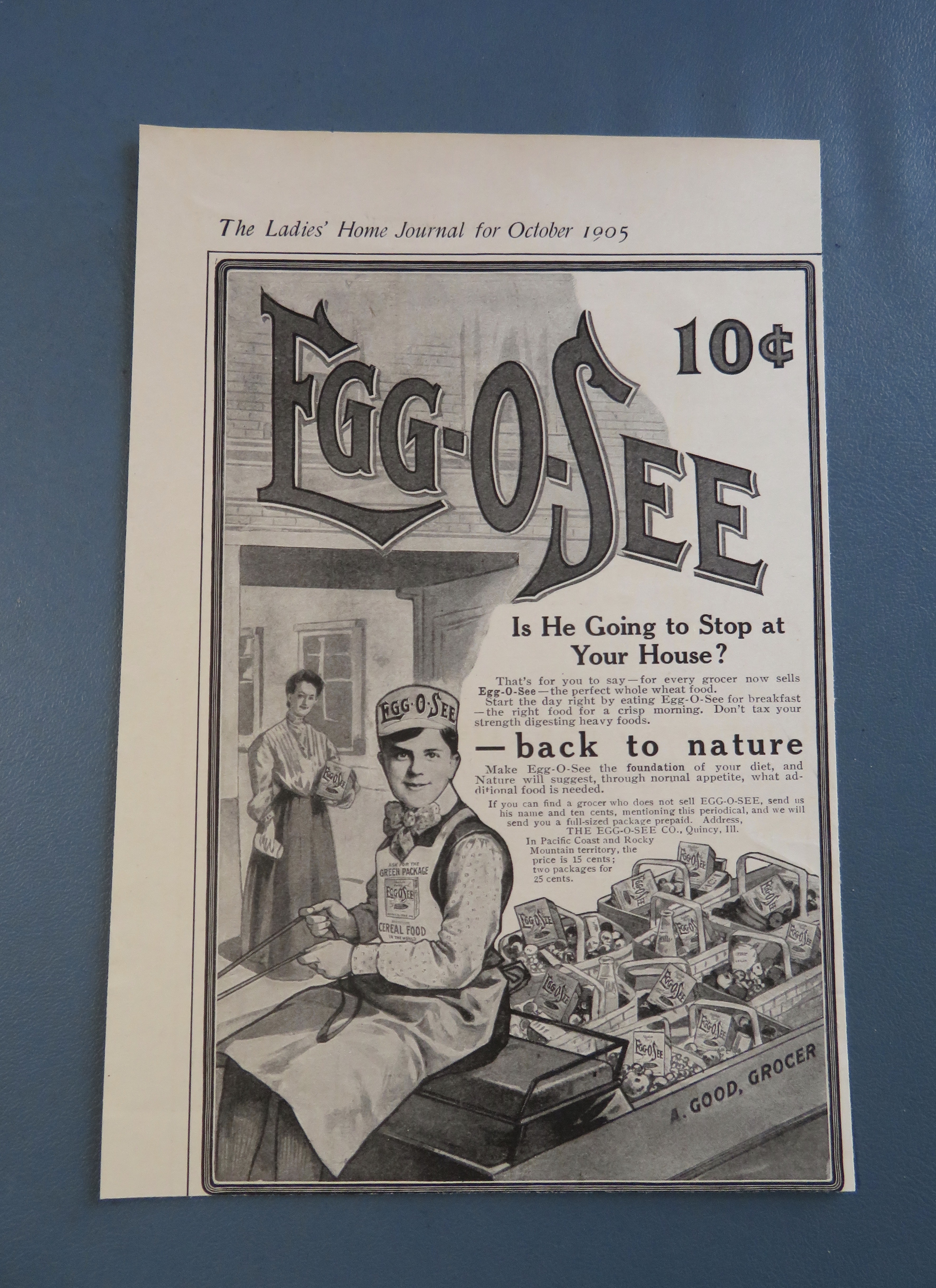 1905 Egg O See with Boy Delivering Groceries