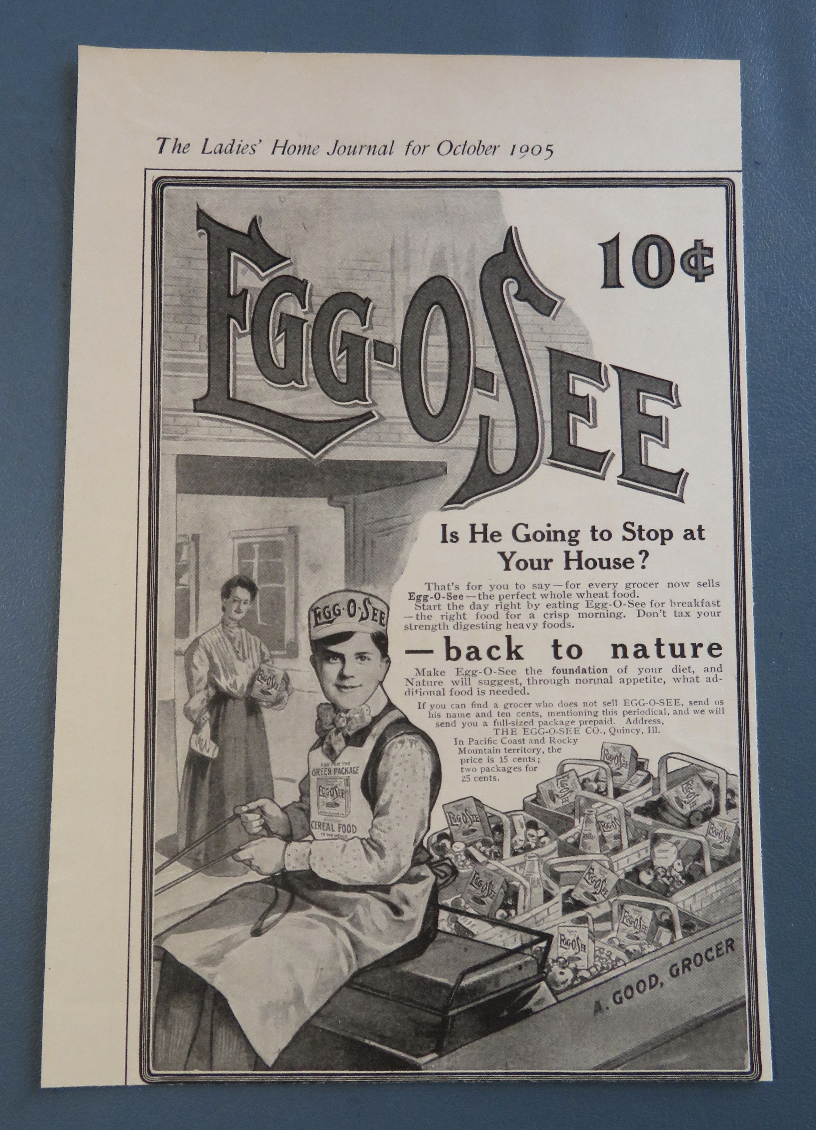 1905 Egg O See with Boy Delivering Groceries