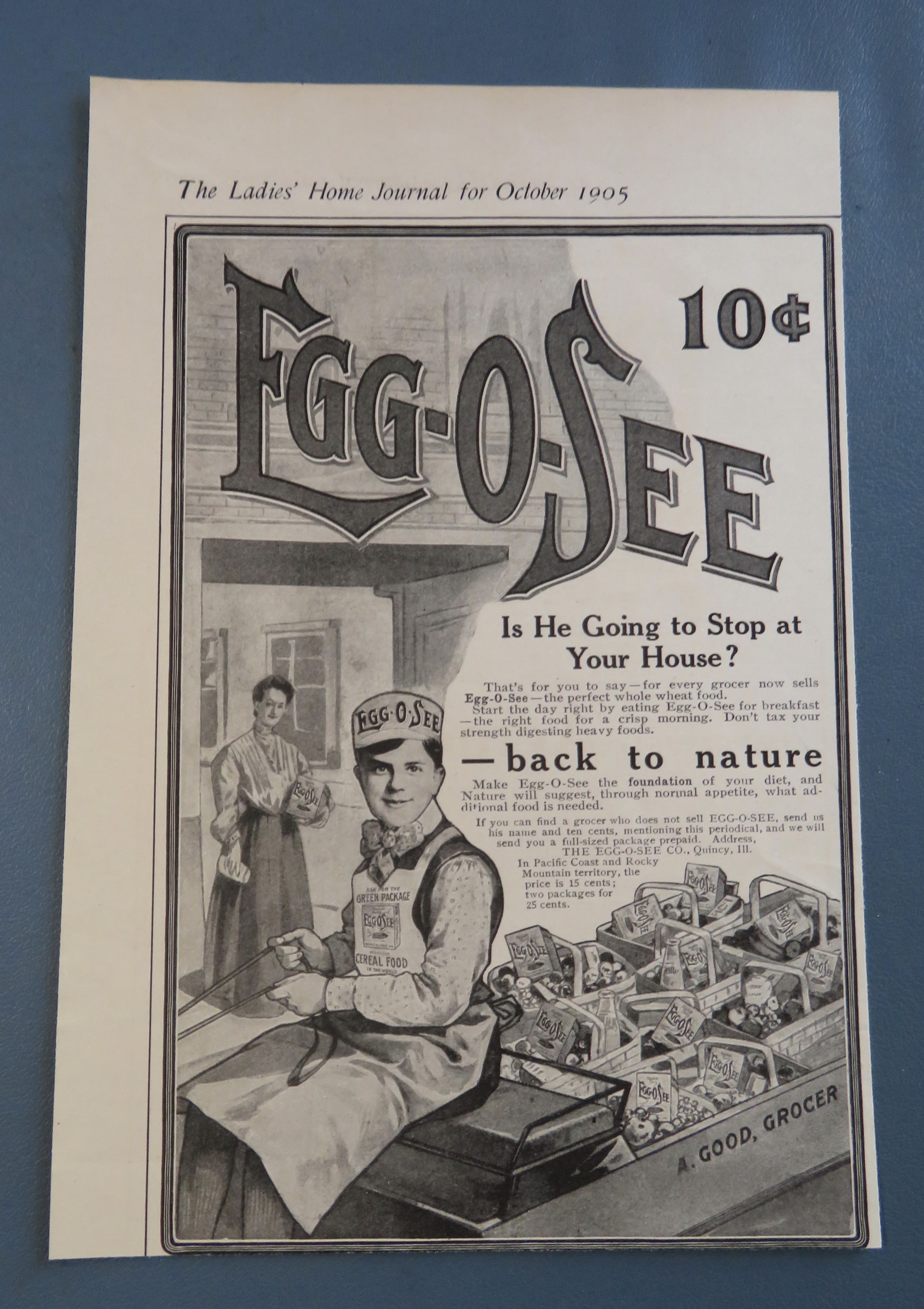 1905 Egg O See with Boy Delivering Groceries