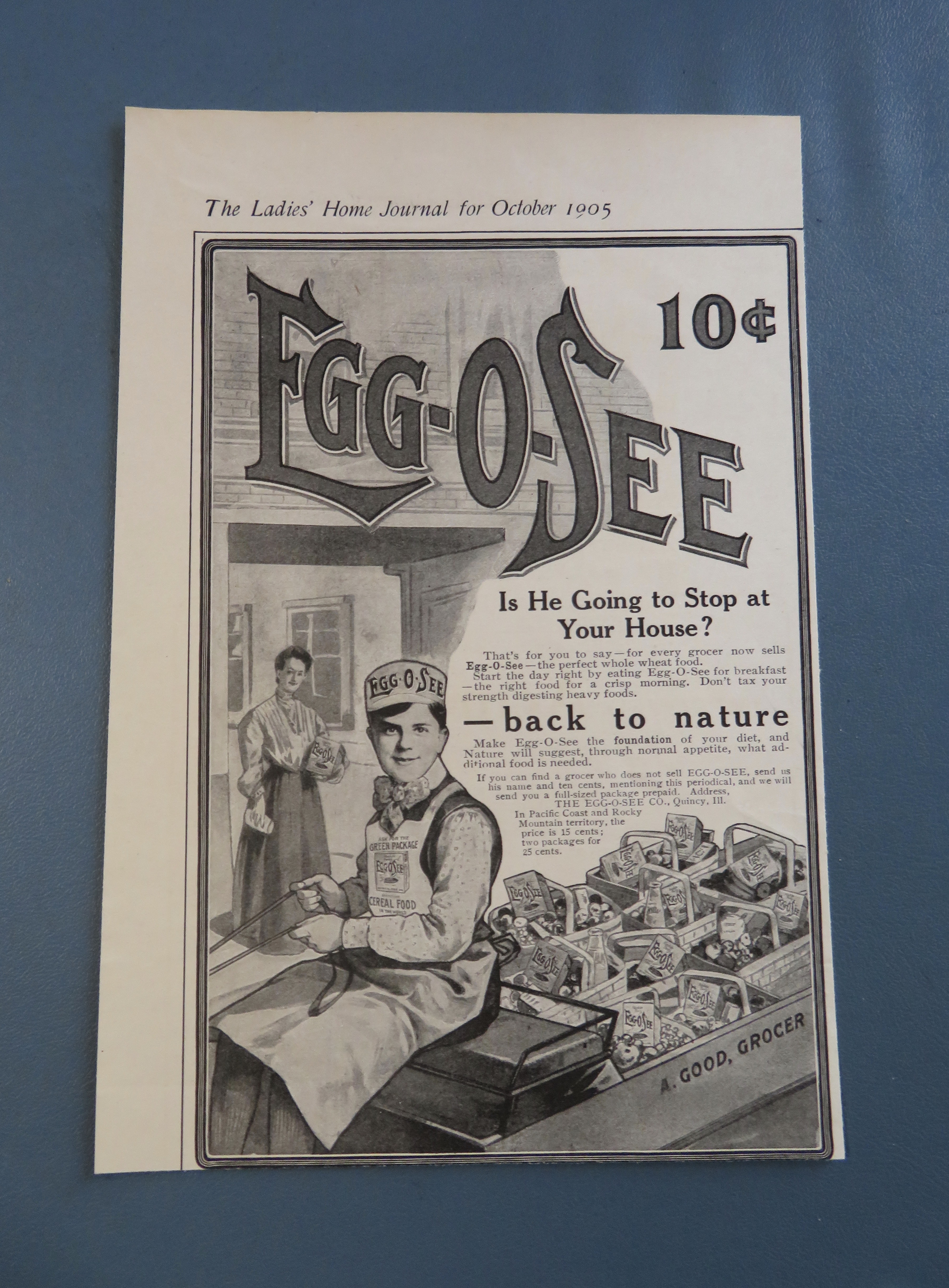 1905 Egg O See with Boy Delivering Groceries