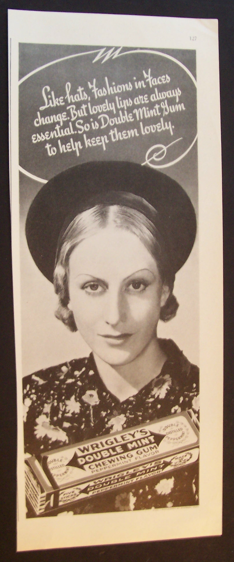 1935 Wrigley Double Mint Chewing Gum w/Woman & Hat