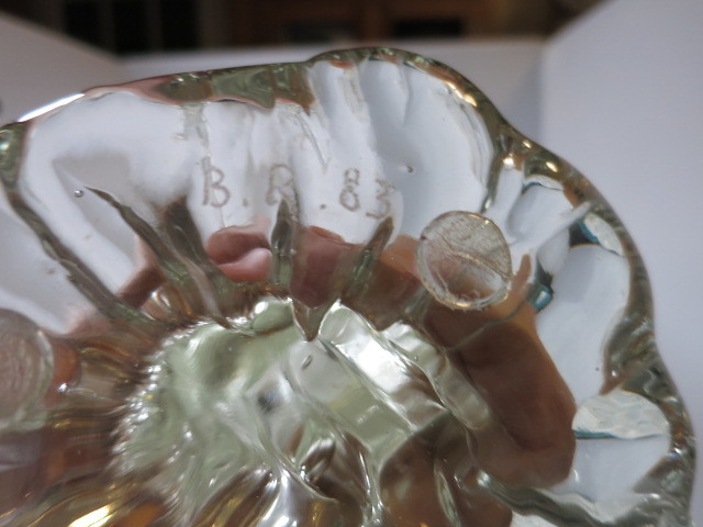 Vintage Murano Art Glass Seagull on Wave Cristallo signed BR 83