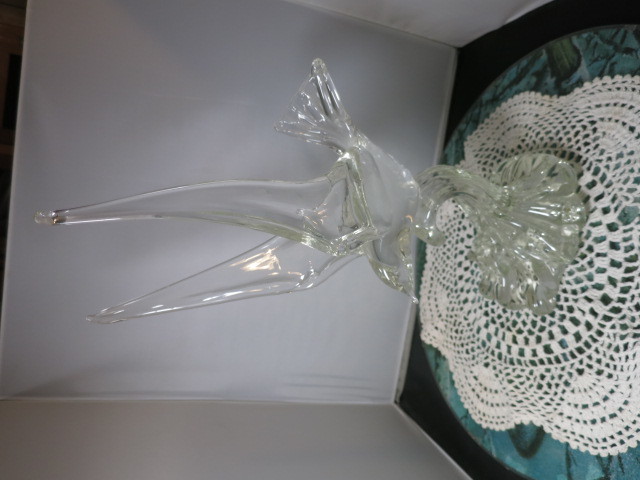 Vintage Murano Art Glass Seagull on Wave Cristallo signed BR 83