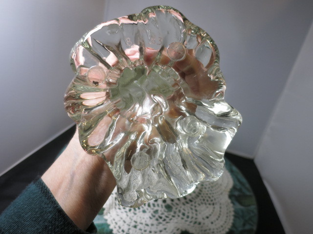 Vintage Murano Art Glass Seagull on Wave Cristallo signed BR 83