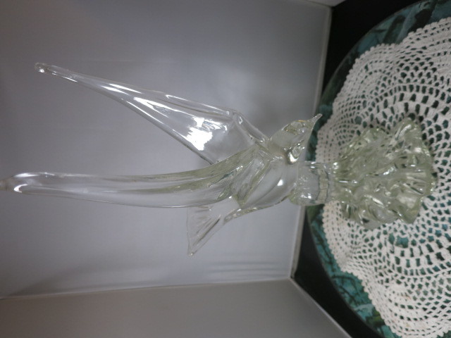 Vintage Murano Art Glass Seagull on Wave Cristallo signed BR 83