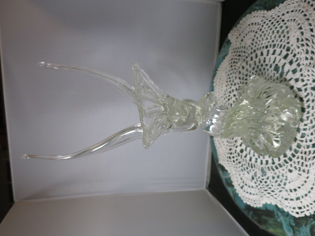 Vintage Murano Art Glass Seagull on Wave Cristallo signed BR 83