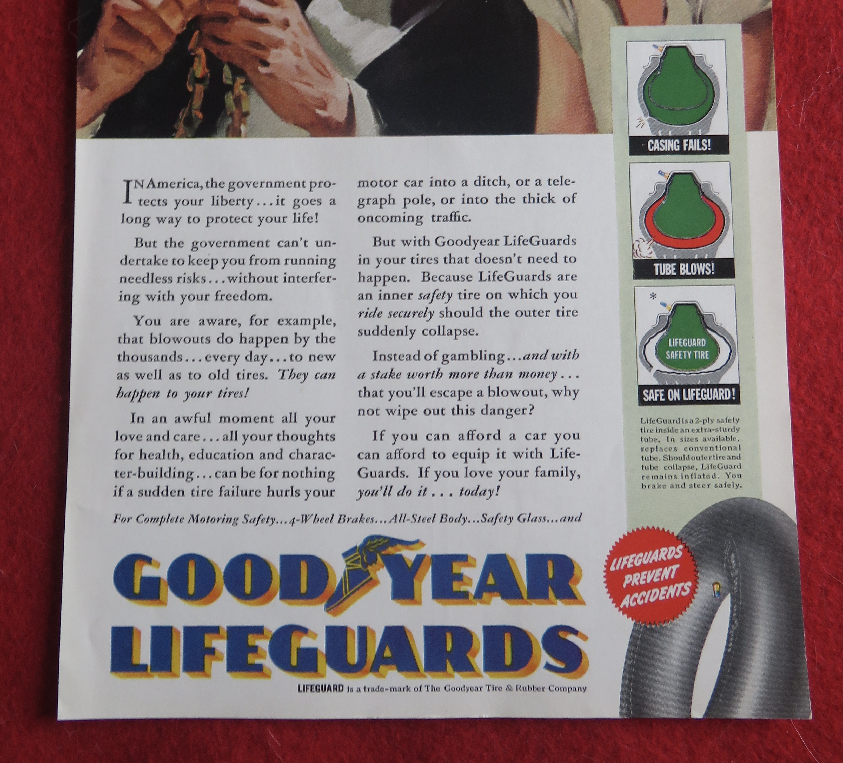 1940 Goodyear Lifeguard Tires with Little Boy & Man