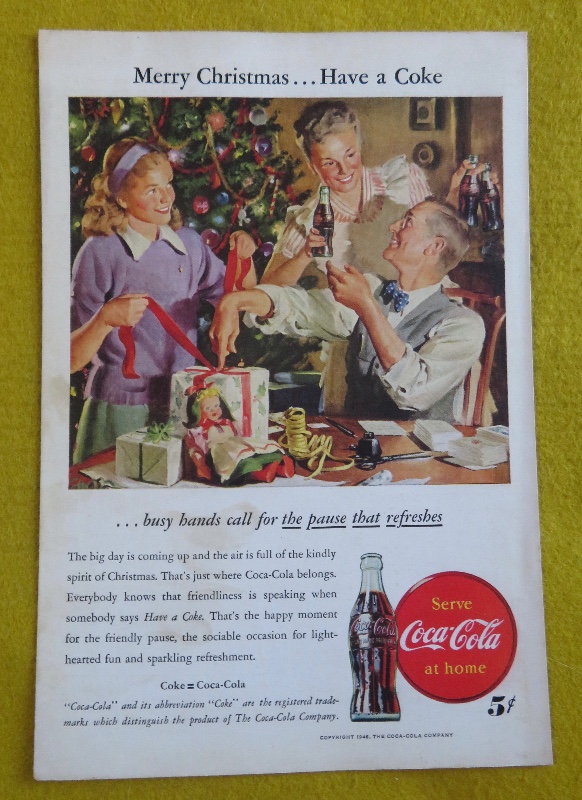 1946 Coca Cola (Coke) With People Wrapping Gifts While Drinking Coke