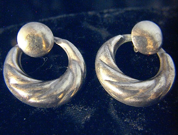 Sterling Silver Pierced Earrings Marked 925.