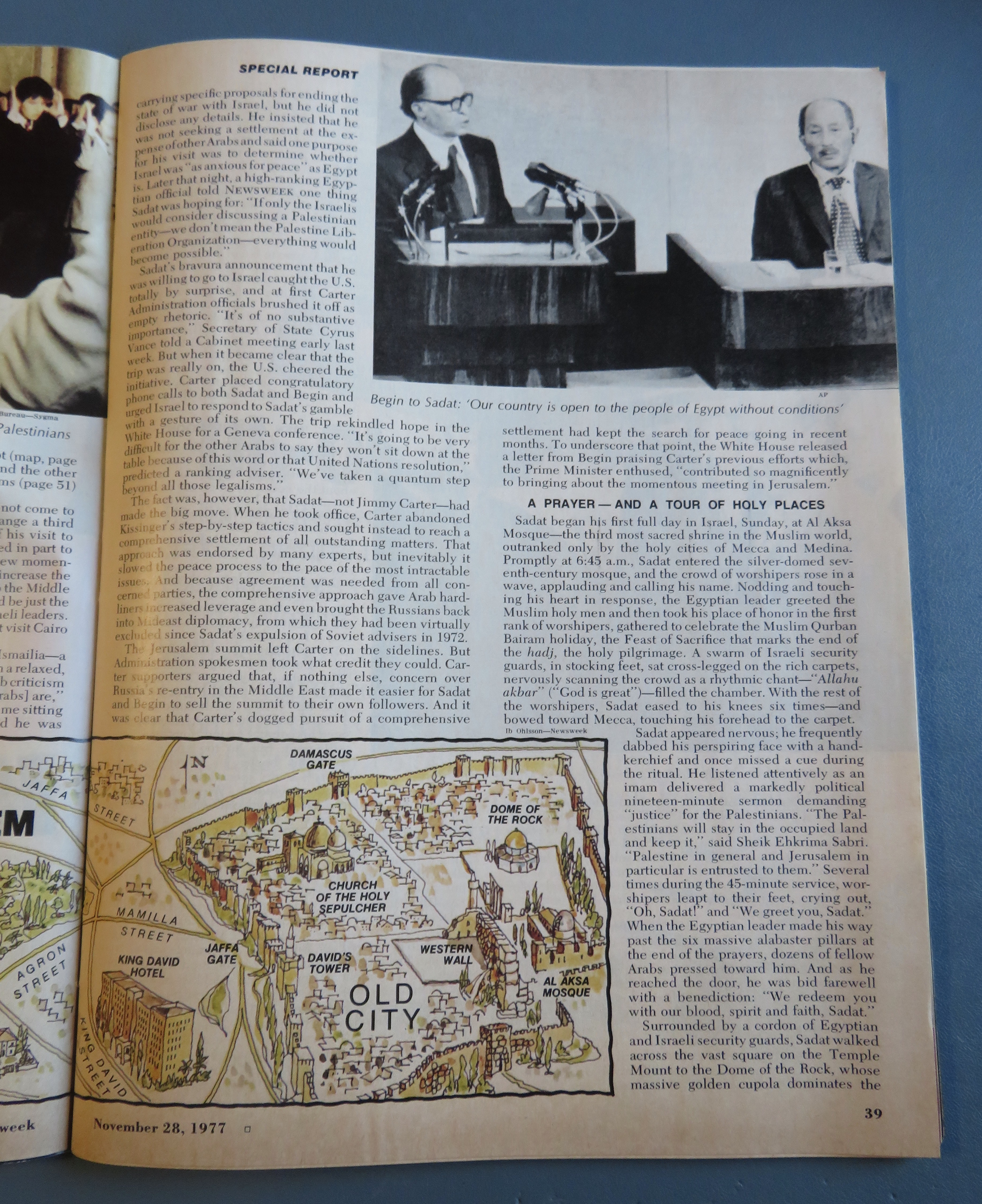 Newsweek Magazine November 28, 1977 Sadat In Israel