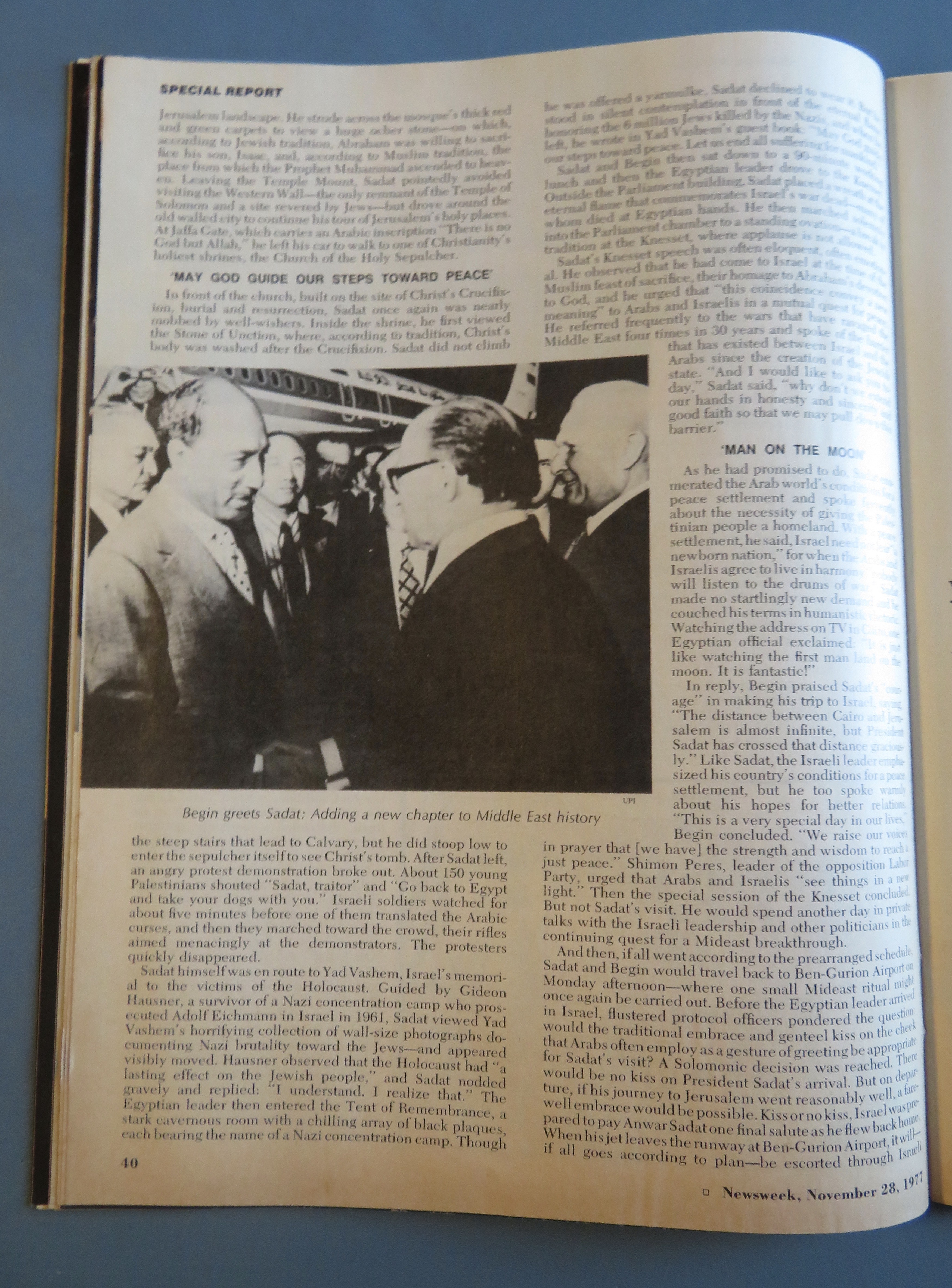 Newsweek Magazine November 28, 1977 Sadat In Israel