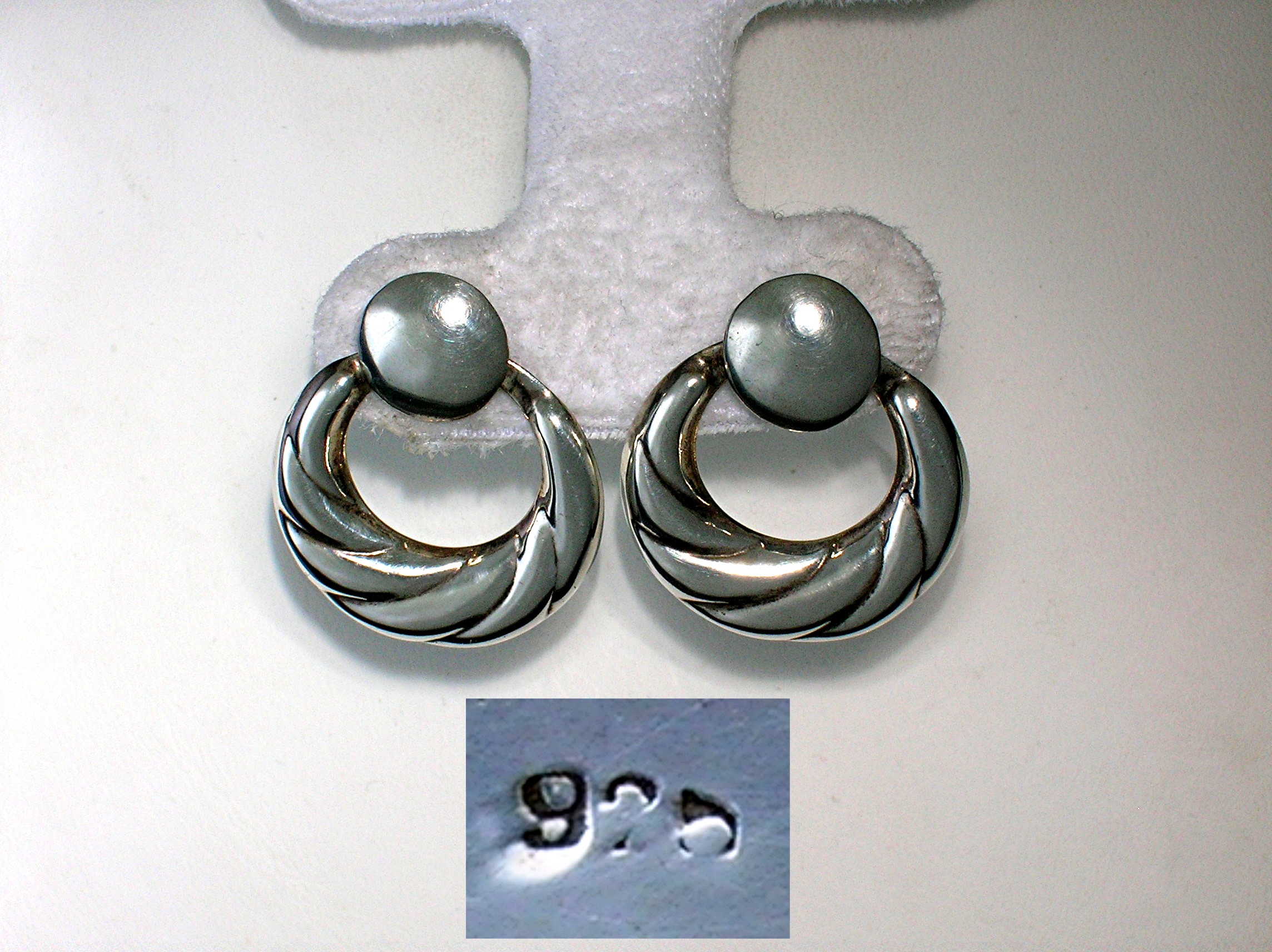 Sterling Silver Pierced Earrings Marked 925.