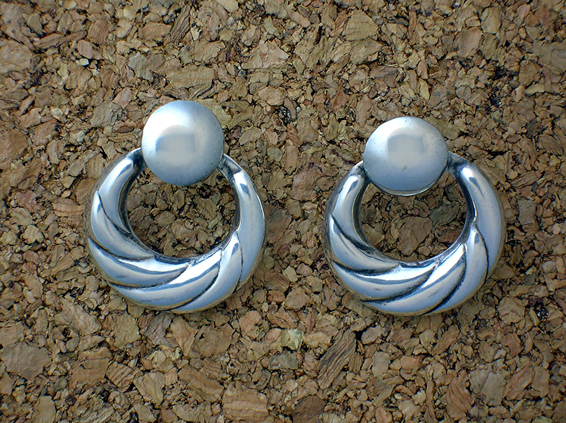 Sterling Silver Pierced Earrings Marked 925.