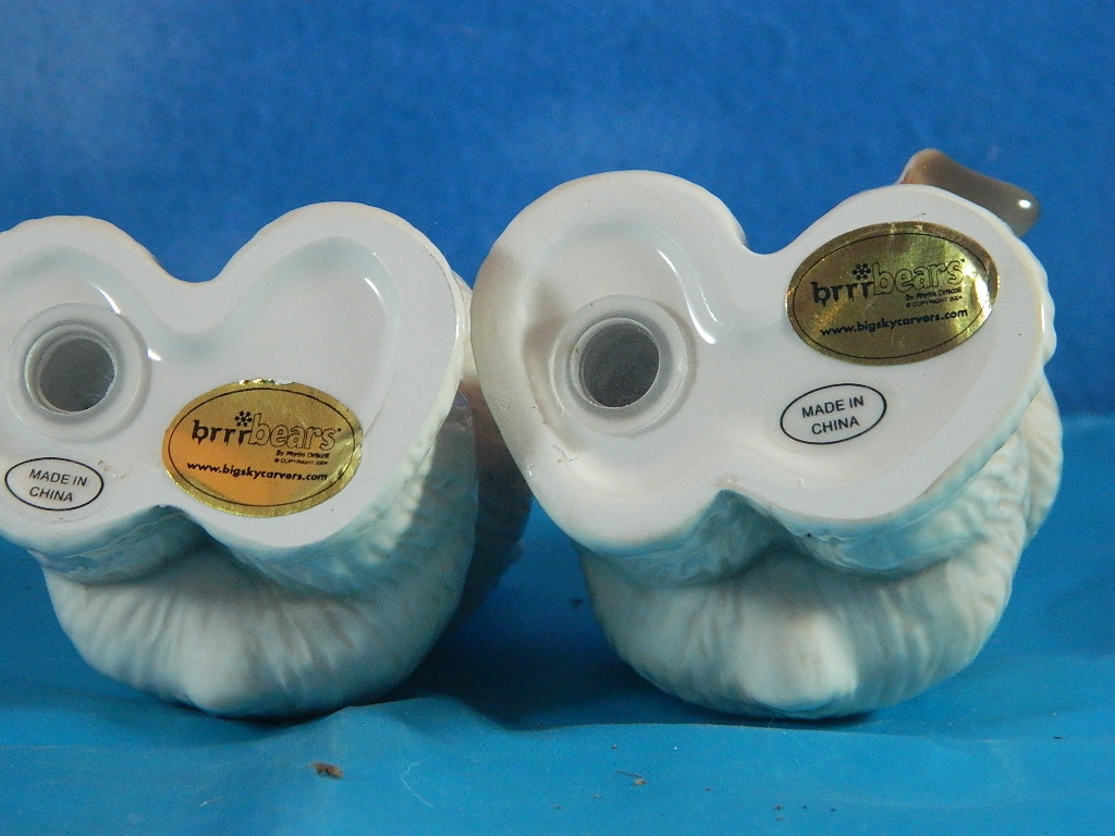 Big Sky Brrr Bears W/Salmon Salt and Pepper Shakers