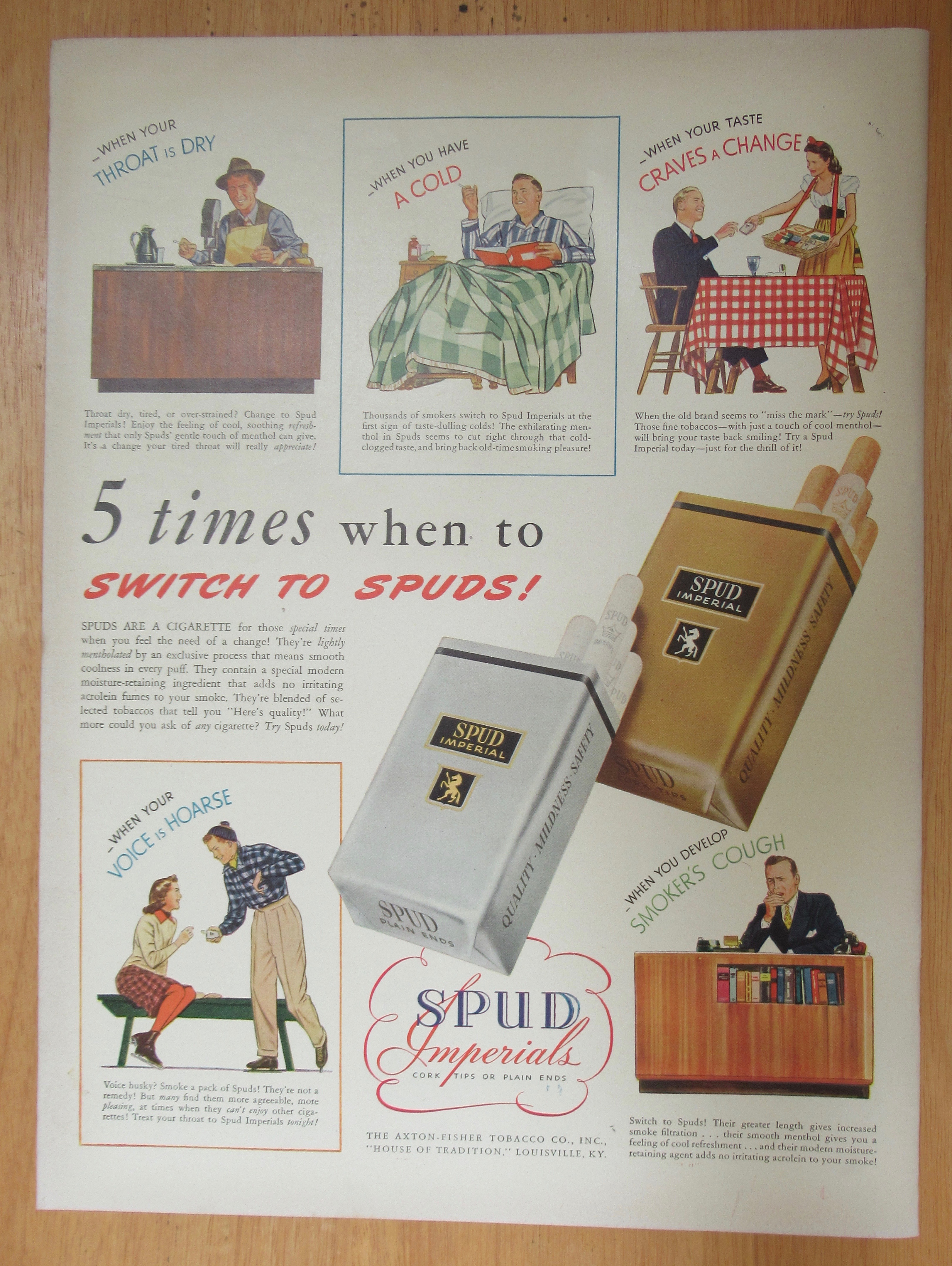 1943 Spud Cigarettes with 5 Different Scenes
