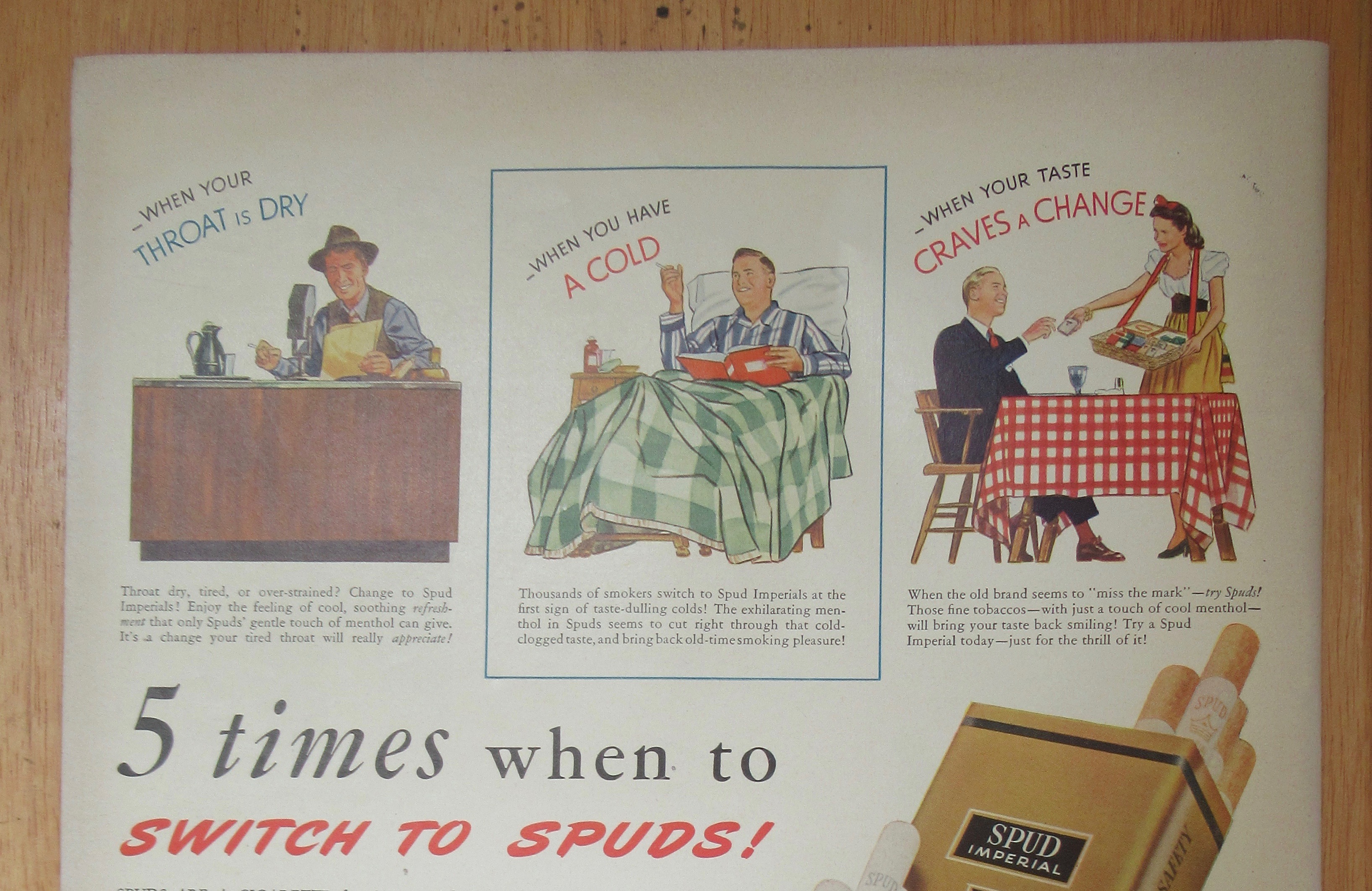 1943 Spud Cigarettes with 5 Different Scenes