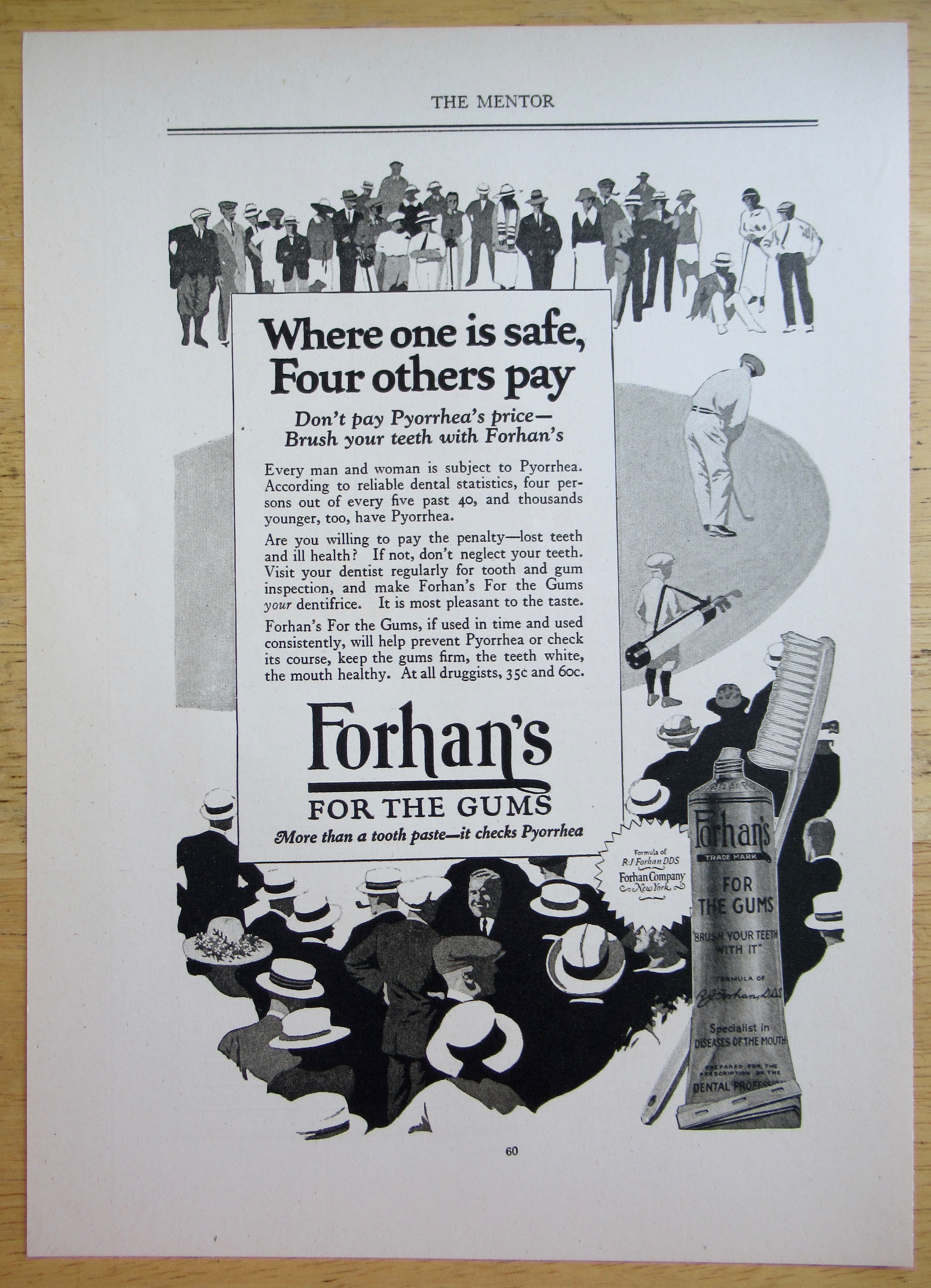 1924 Forhan's For The Gums with Man Golfing