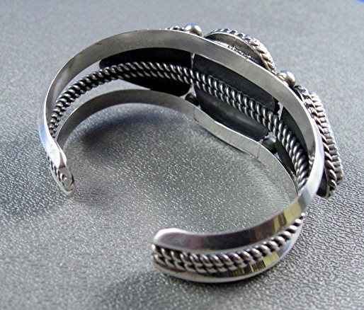 Navajo Turquoise Sterling Silver Cuff Signed BEGAY