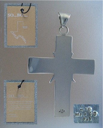 Sterling Silver Turquoise Cross Signed  MOB Mexico