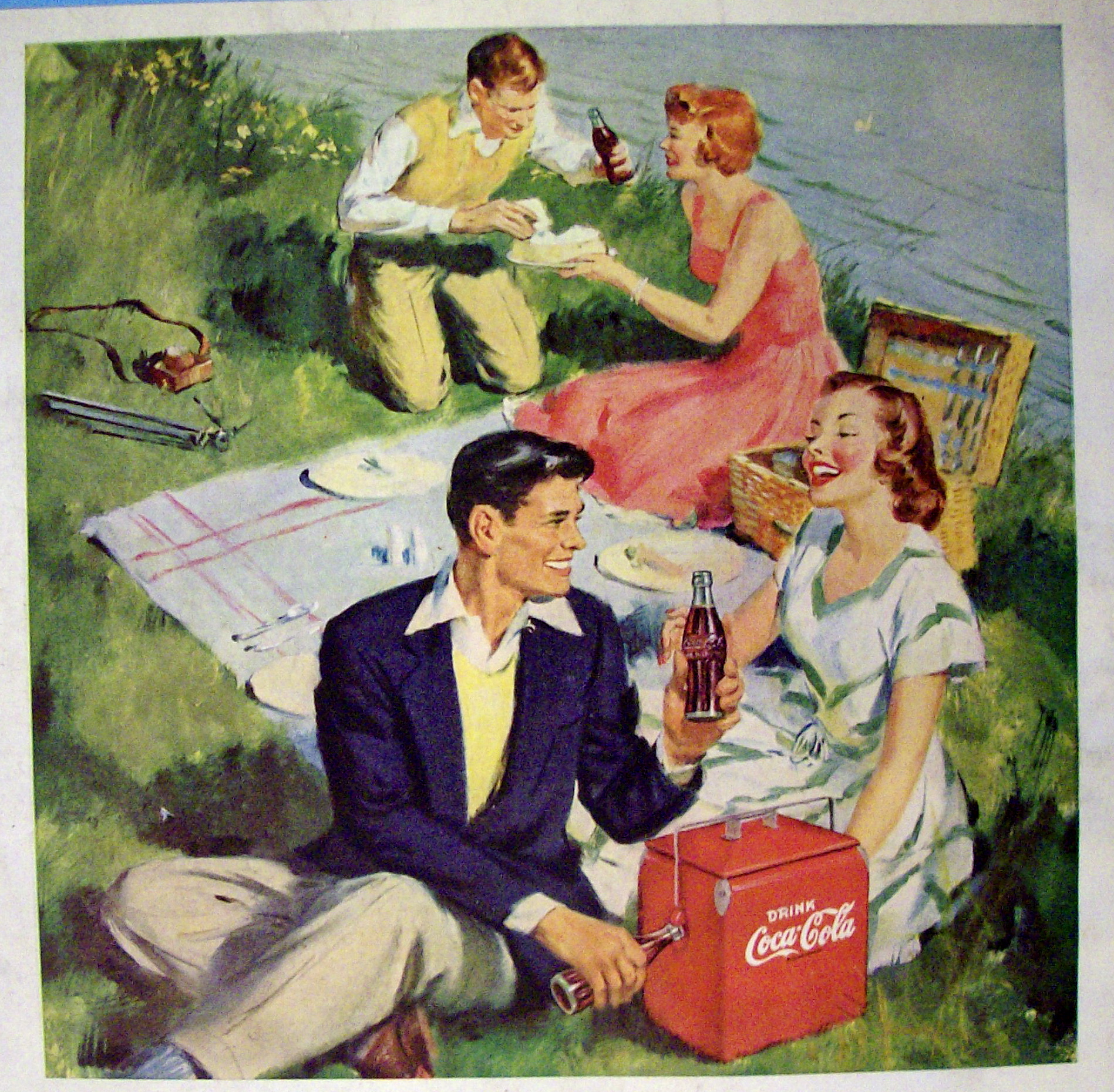 1949 Coca Cola (Coke) with Two Couples Picnicing