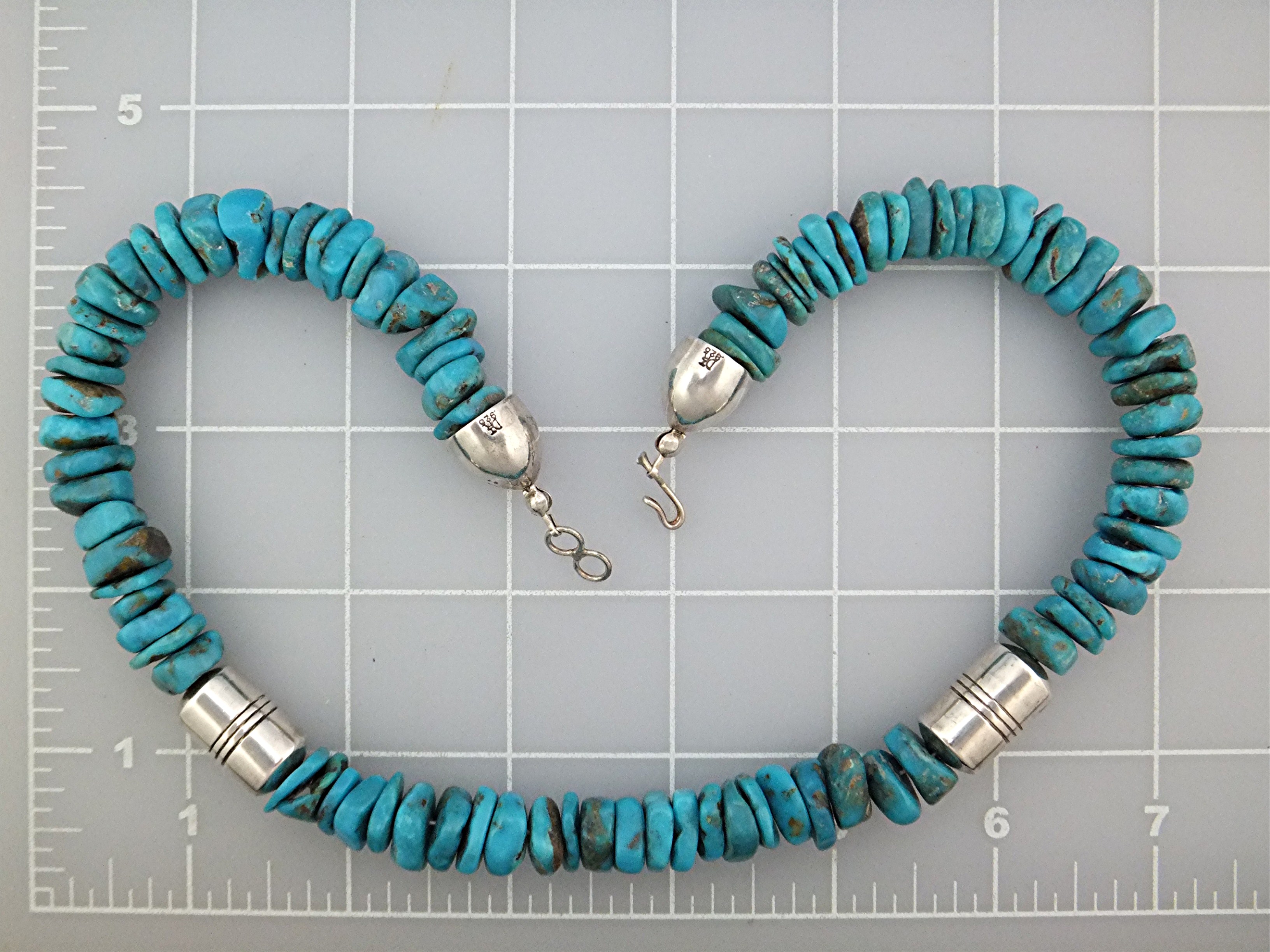 Navajo  Turquoise Sterling Silver Necklace Signed DI