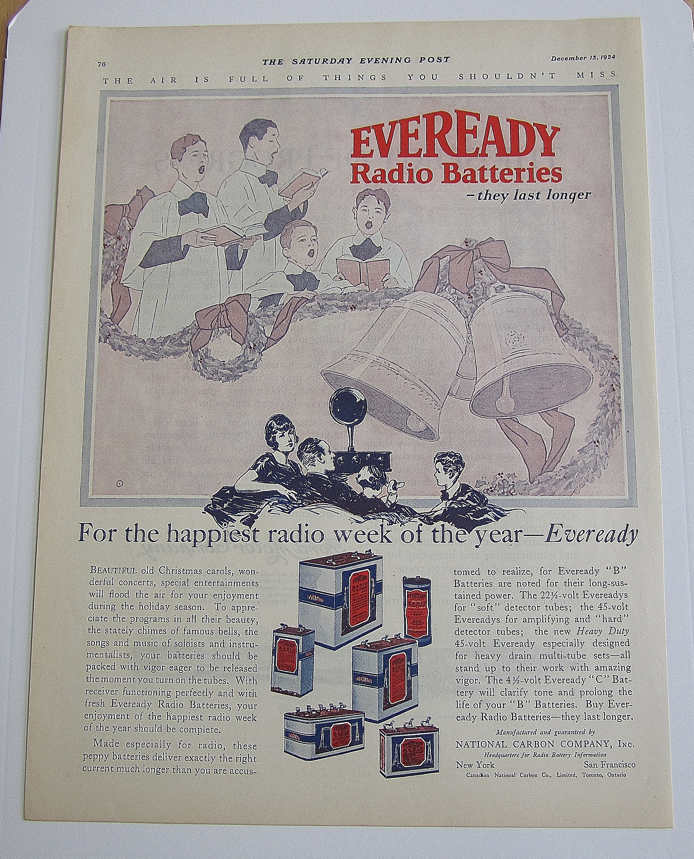 1924 Eveready Radio Batteries With A Church Choir