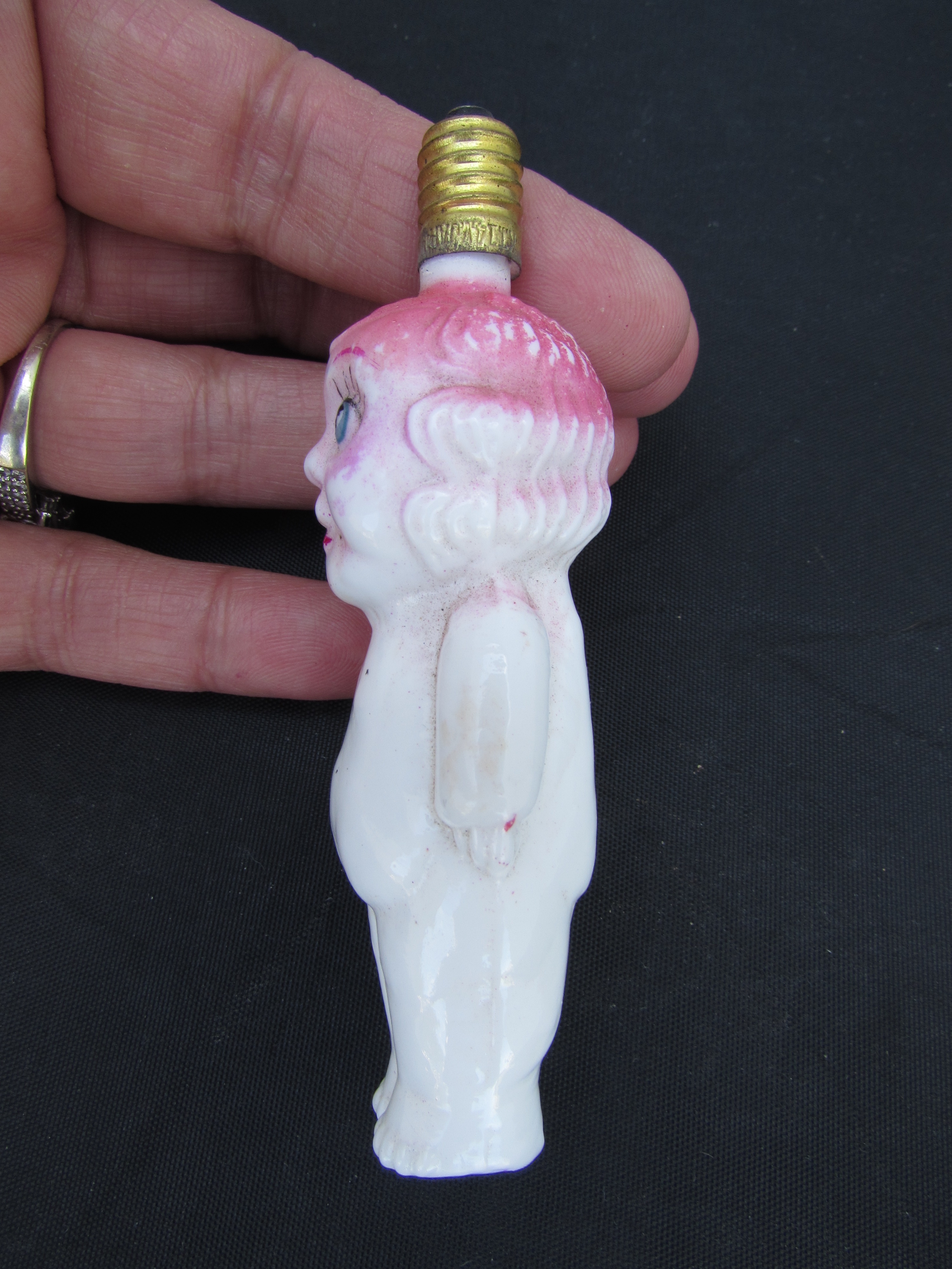 Carnival Glass Doll Christmas Light Bulb