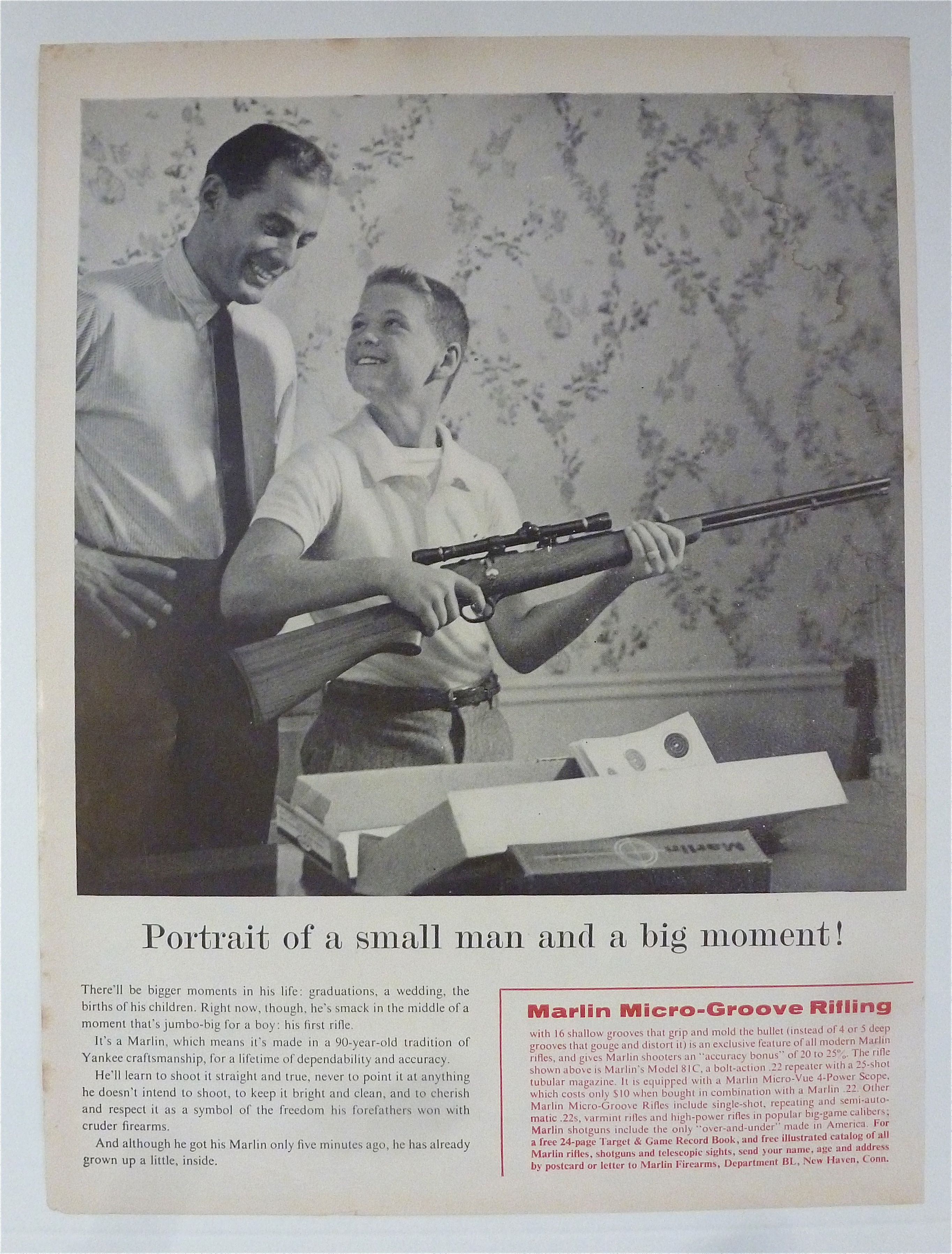 1959 Marlin Micro-Groove Rifle with Boy Holding Rifle