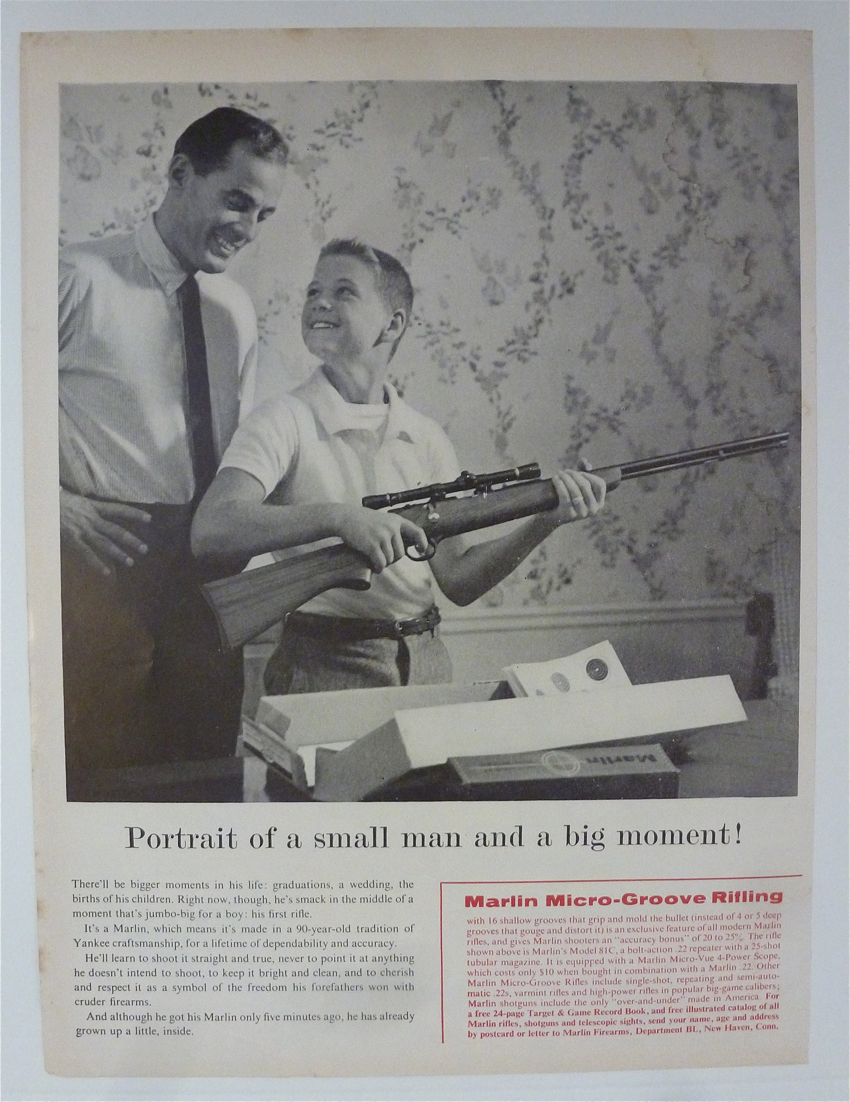 1959 Marlin Micro-Groove Rifle with Boy Holding Rifle