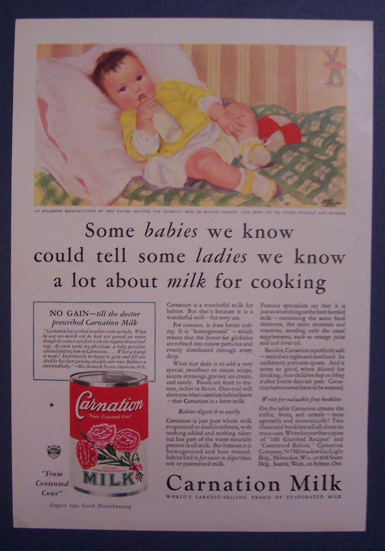 1932 Carnation Milk with Baby By Helen Blackburn Carter