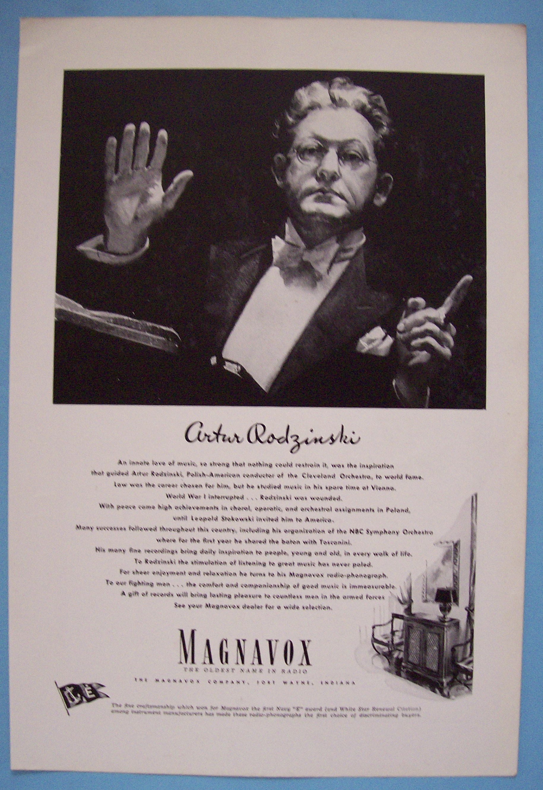 1943 Magnavox Radio with Conductor Artur Rodzinski