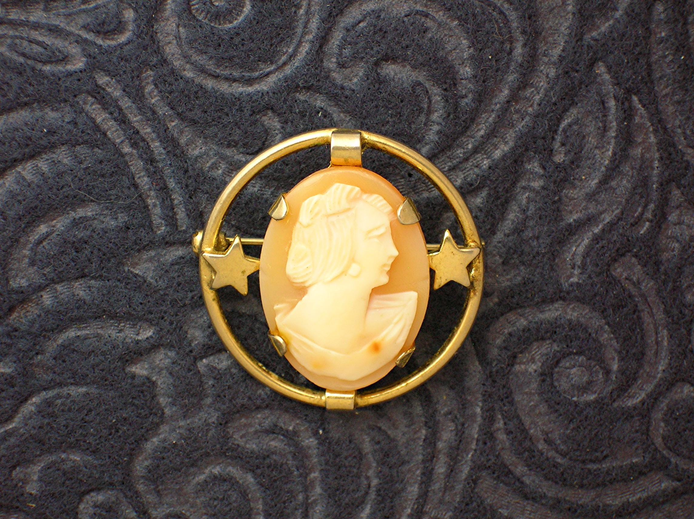 Cameo  Shell Cameo Goldtone Brooch