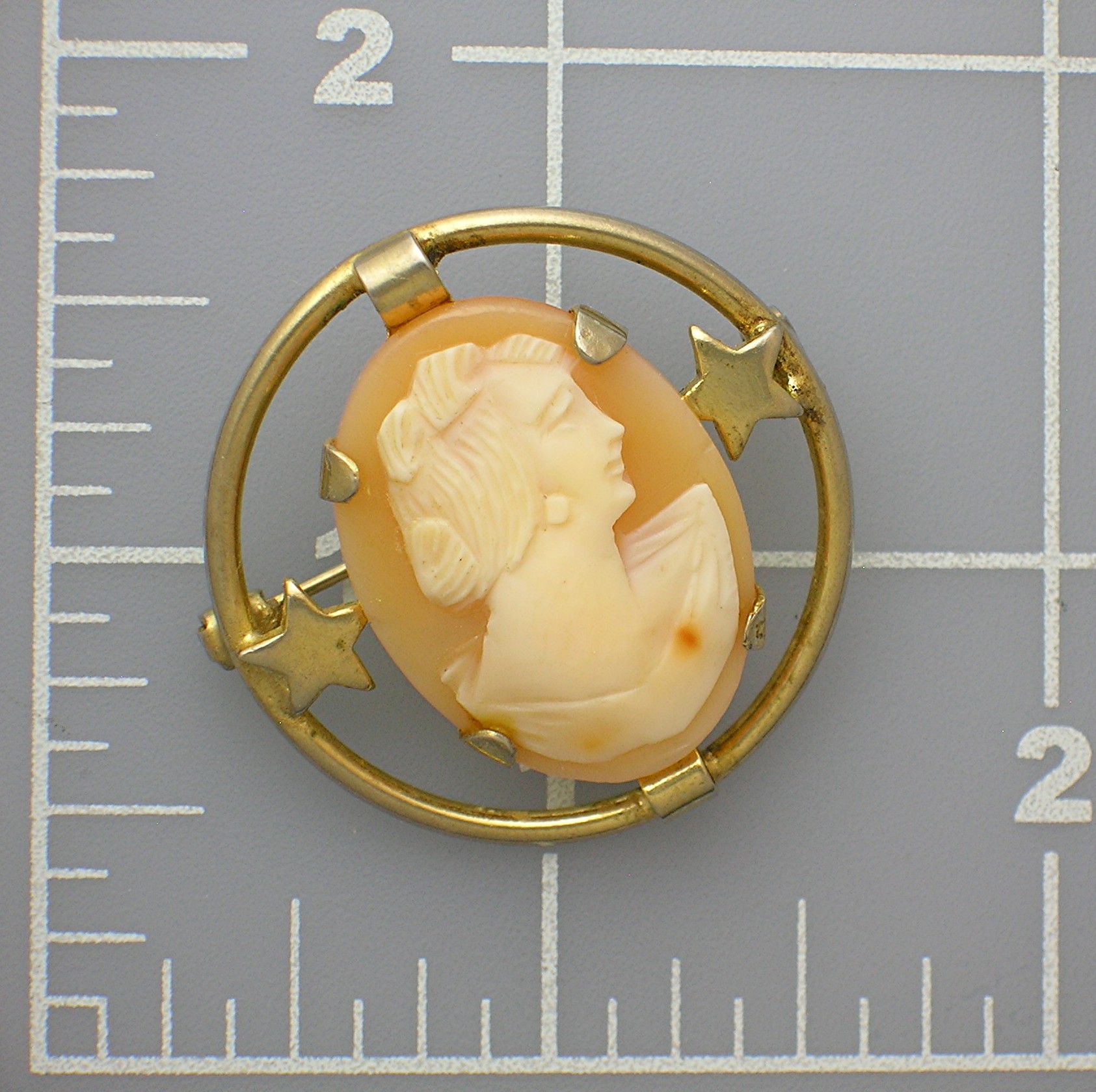 Cameo  Shell Cameo Goldtone Brooch