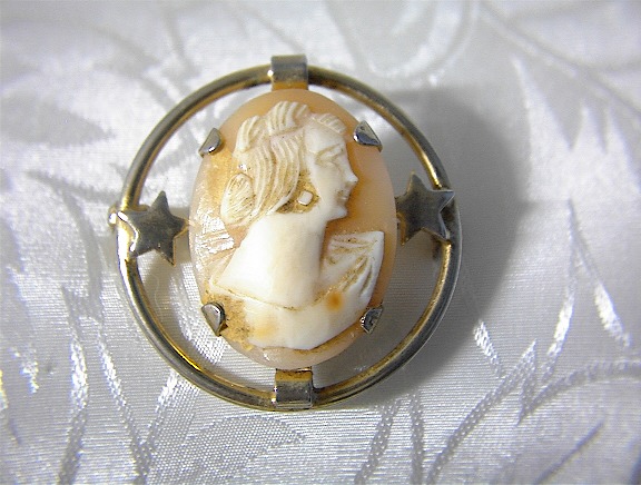 Cameo Shell Cameo Goldtone Brooch