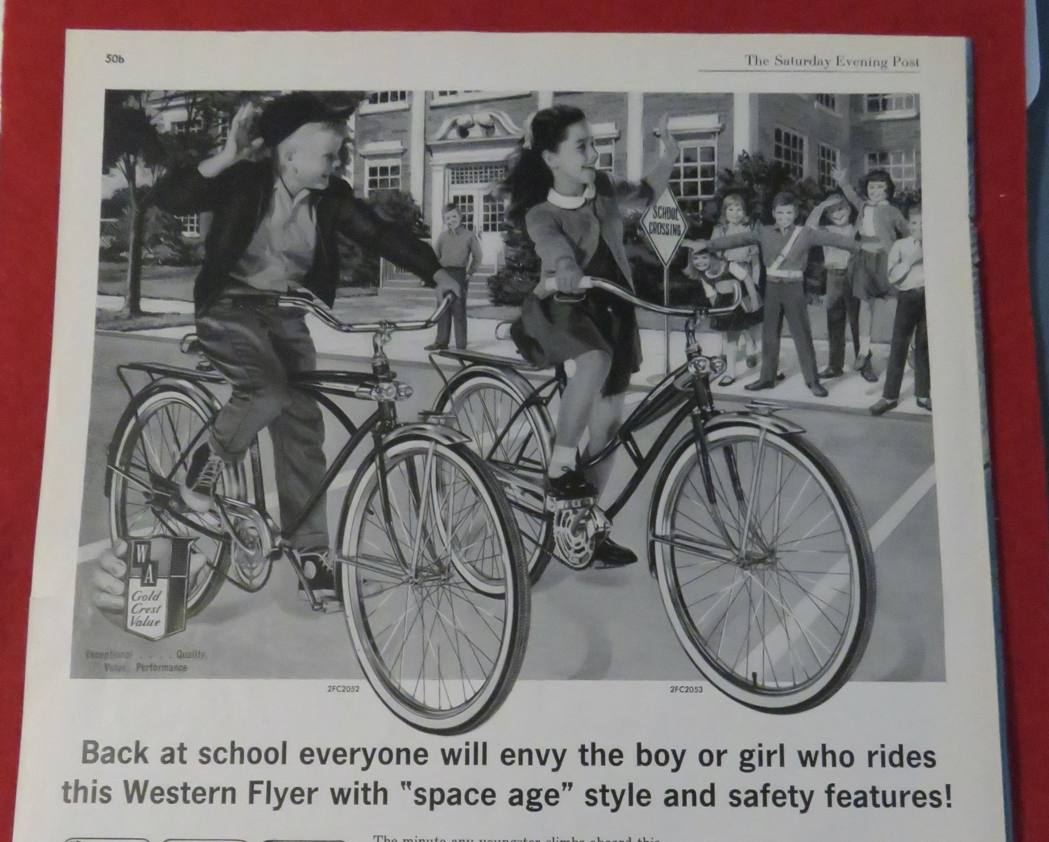 1962 Western Flyer Bicycles with Boy & Girl On Bikes