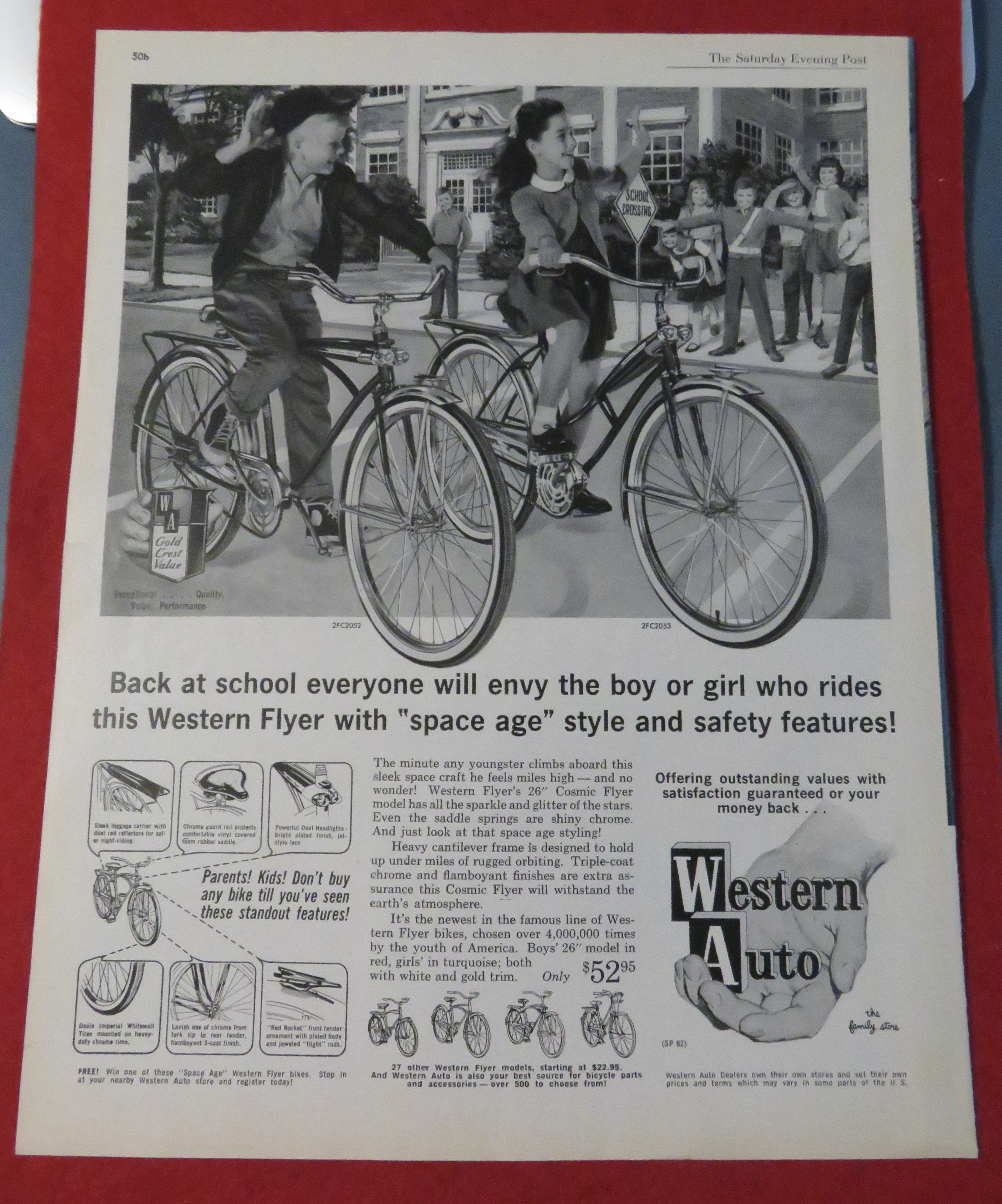 1962 Western Flyer Bicycles with Boy & Girl On Bikes