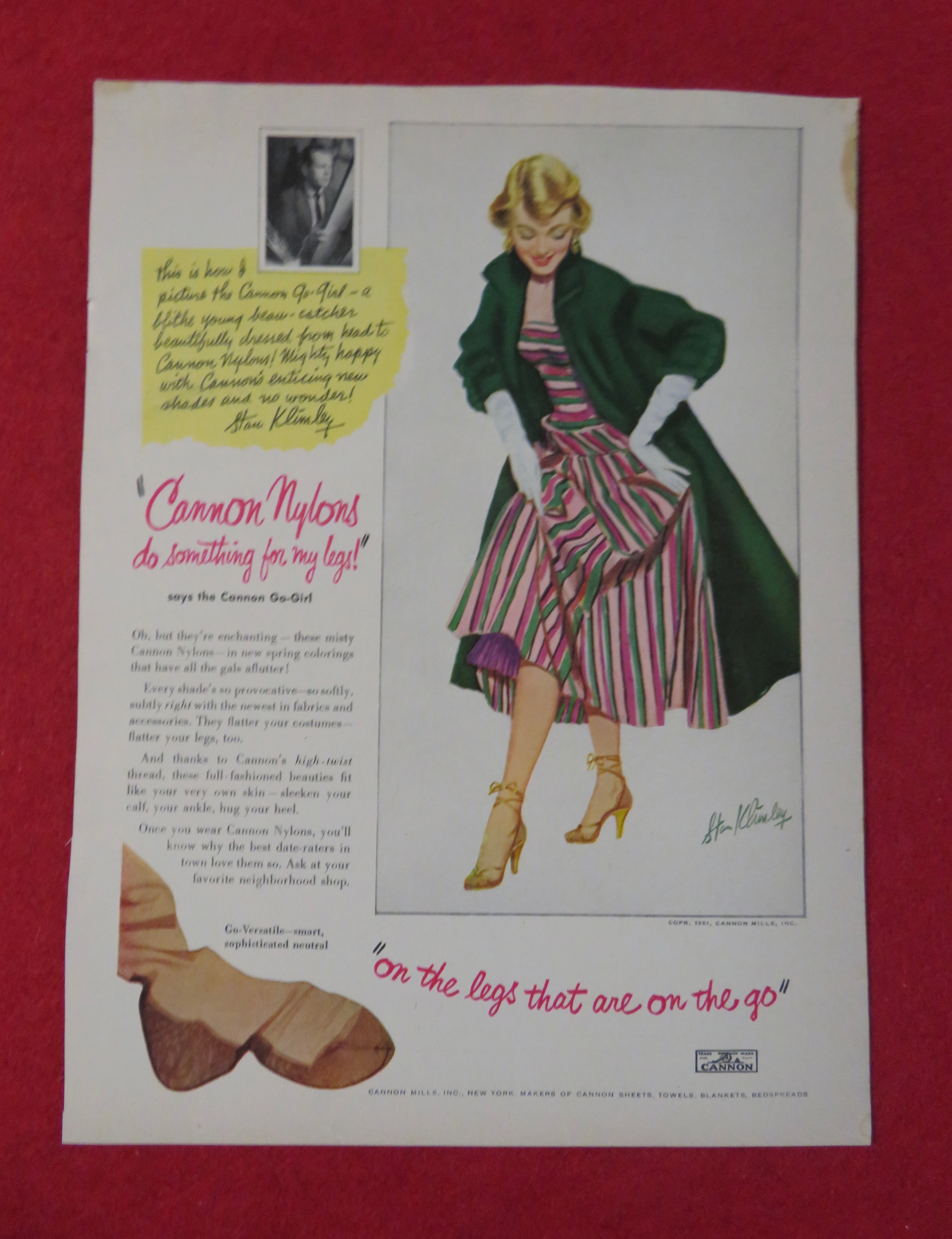1951 Cannon Nylons with Woman Looking At Her Nylons