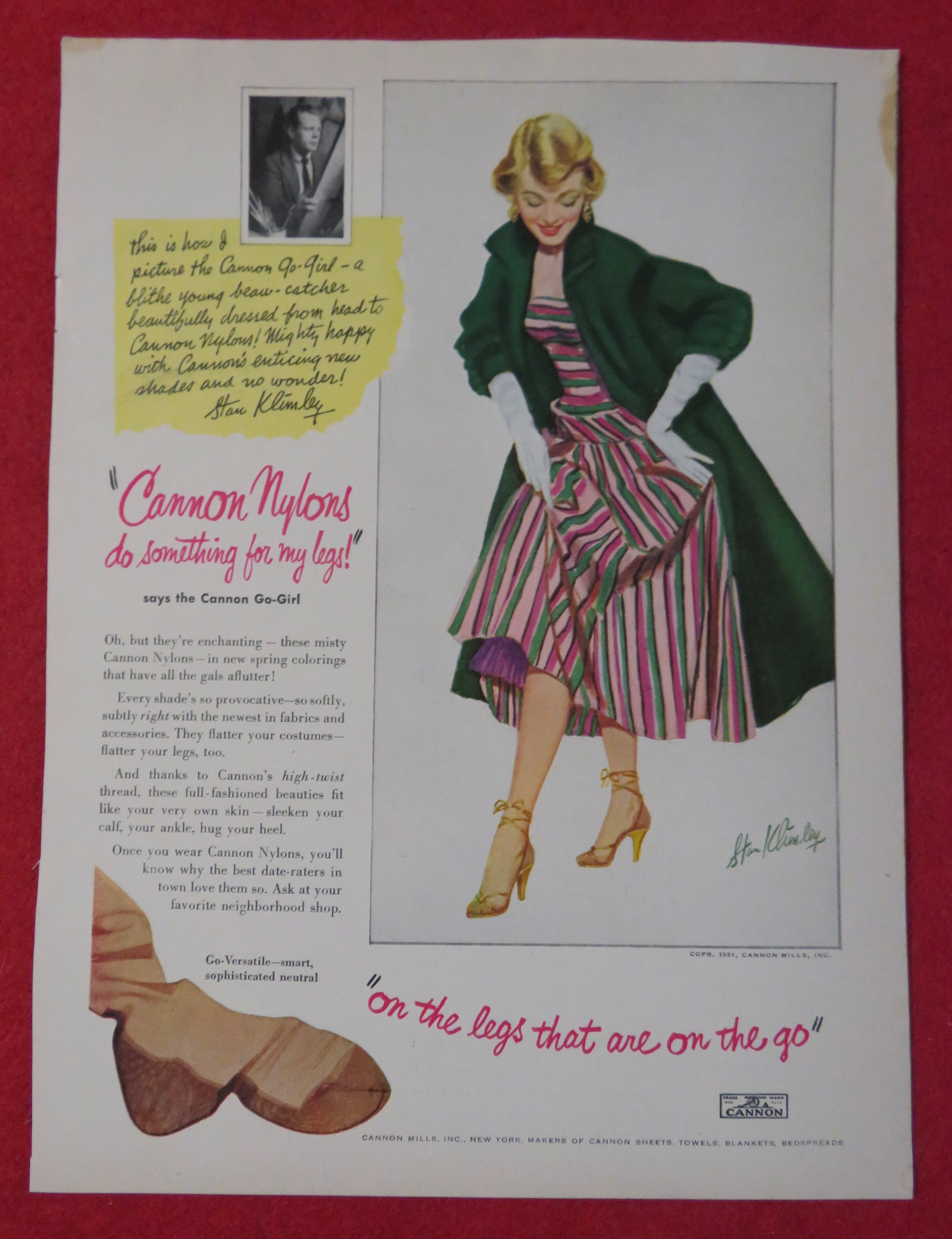 1951 Cannon Nylons with Woman Looking At Her Nylons