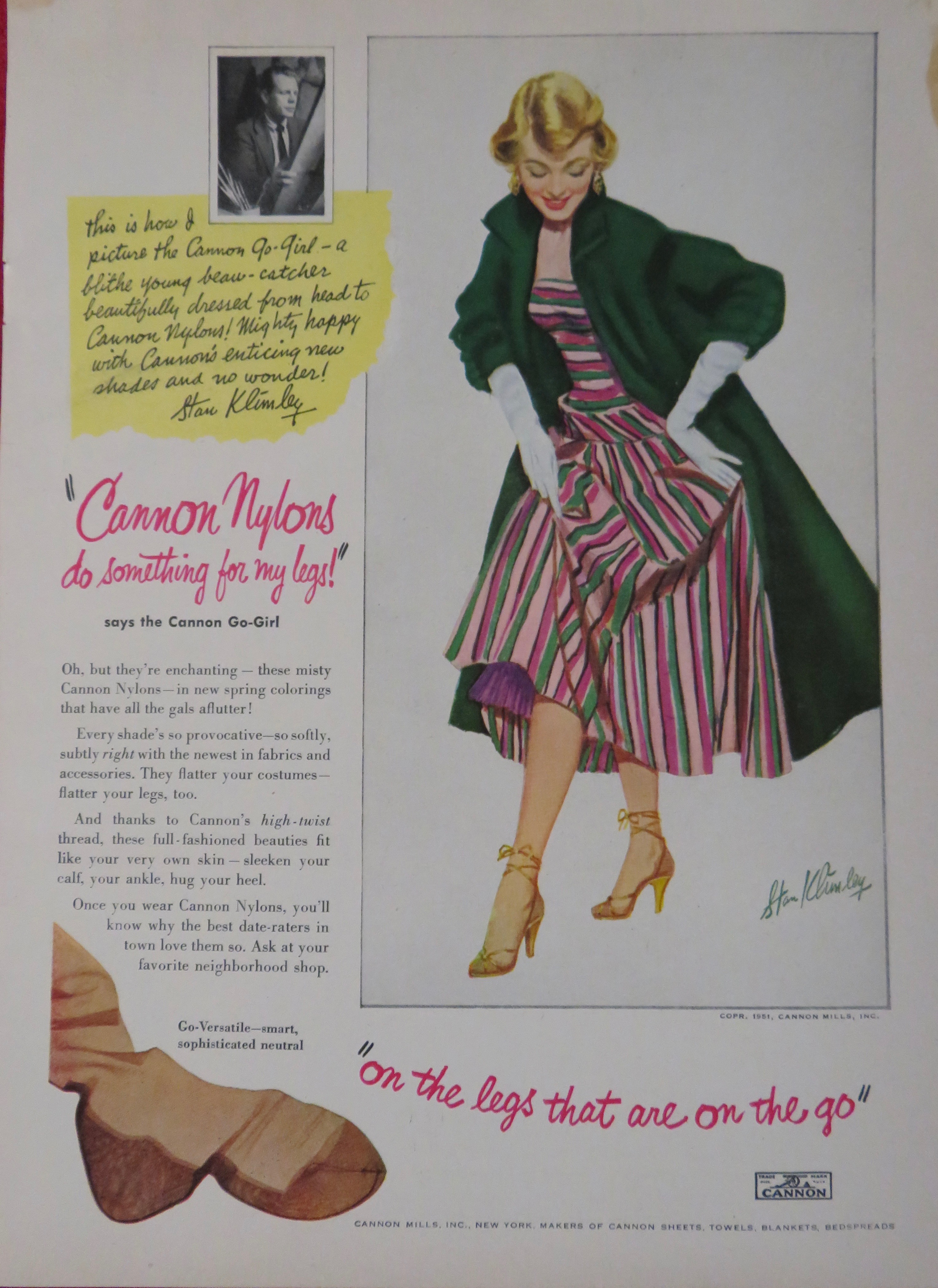 1951 Cannon Nylons with Woman Looking At Her Nylons