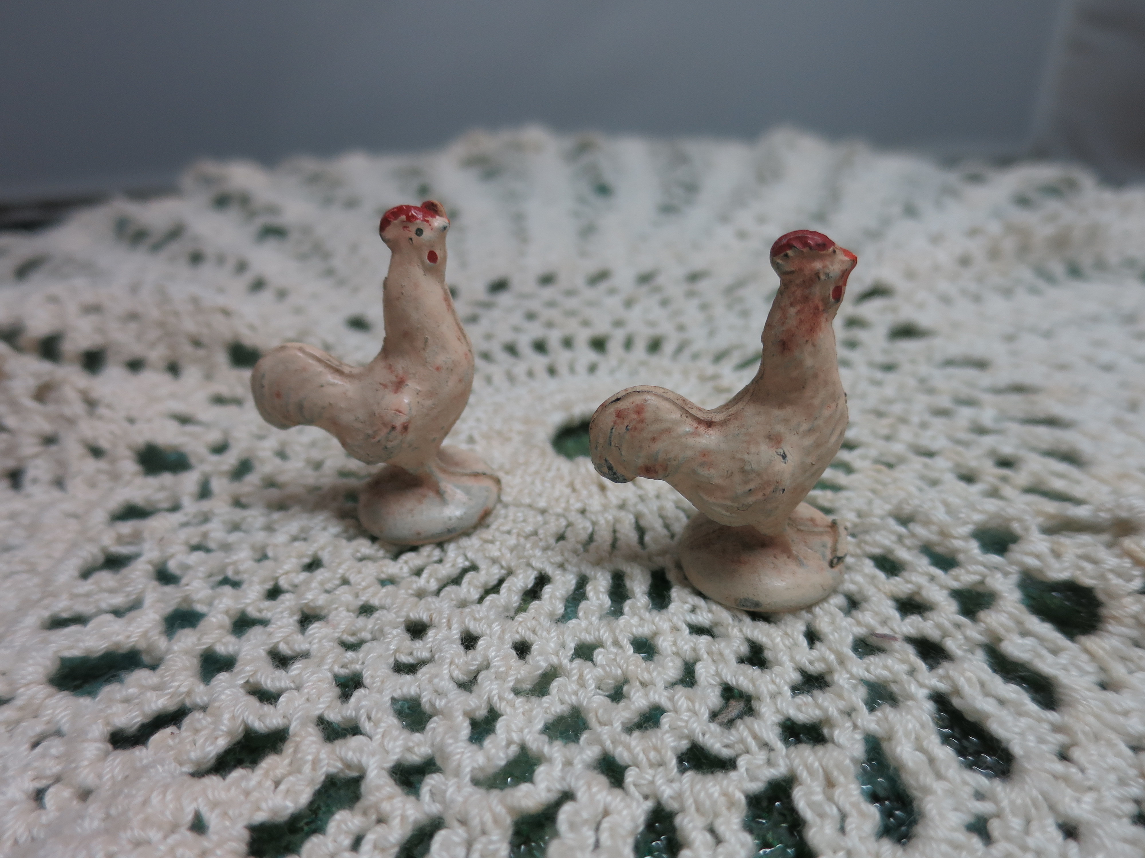 Chickens two plastic hard rubber Farm & Country Animals